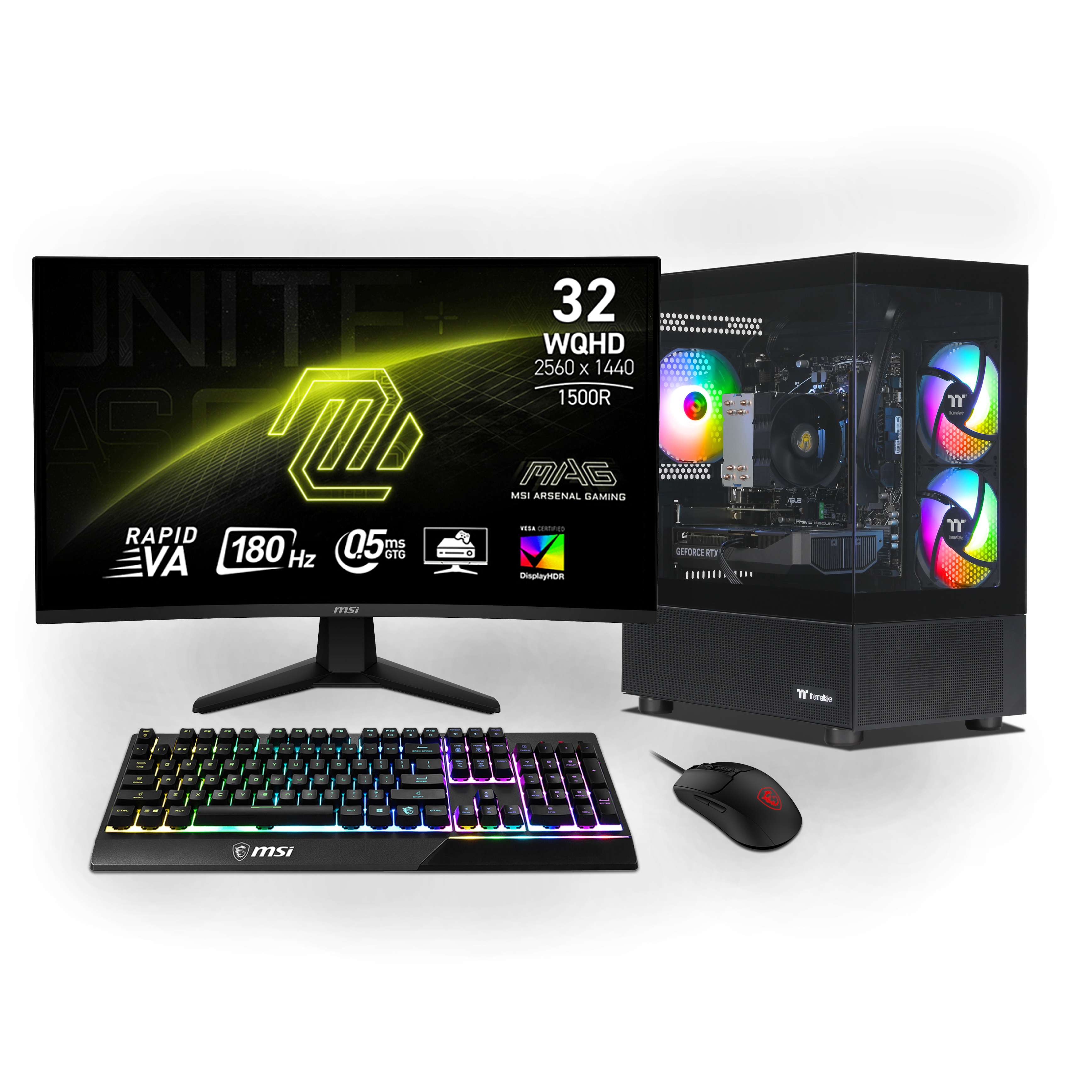Ankermann Thermal Gaming Bundle | AMD Ryzen 7 8700F | Nvidia GeForce RTX 5060 Ti OC 16GB | 32GB DDR5 RAM | 2TB NVMe SSD | Windows 11 | WiFi | MSI MAG 32" Curved WQHD Gaming Monitor | MSI Forge Mouse | MSI Vigor RGB German Keyboard | Libre Office