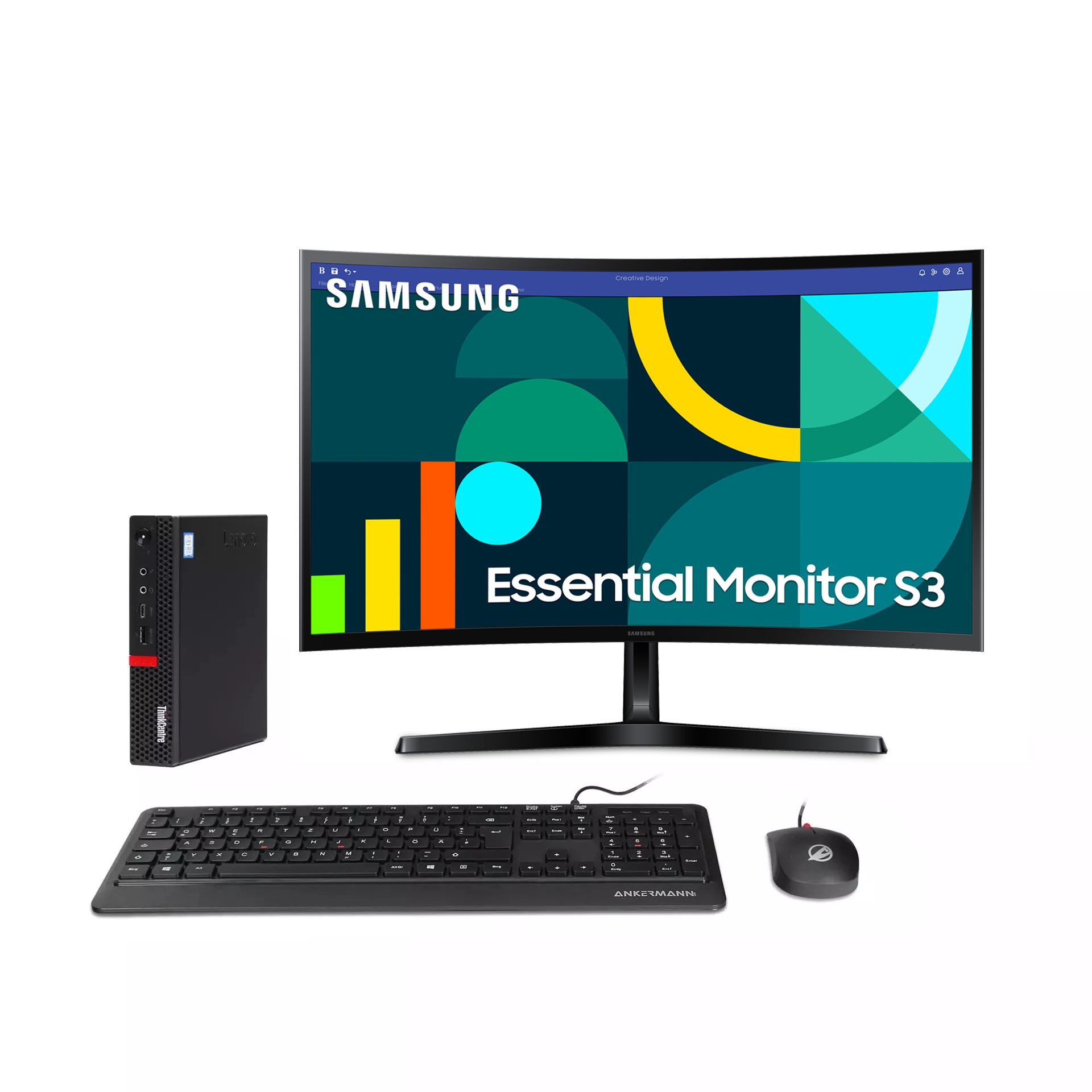 ThinkCentre M720q i5 Mini PC Complete Set | 16GB RAM | 1TB NVMe SSD | Windows 11 | Intel Core i5-8400T | Mouse & Keyboard | 27"Monitor | MS Office 2024