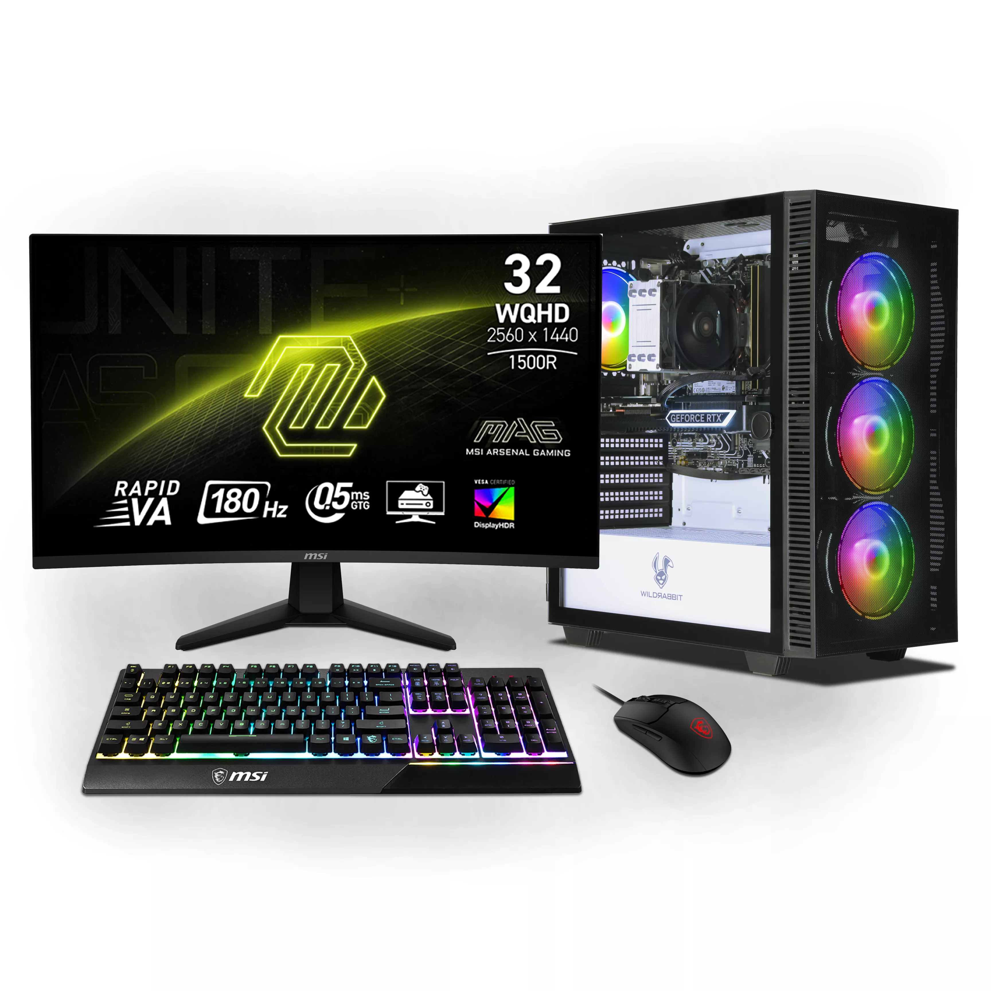 Ankermann Aero Gaming Bundle | Intel Core i7-13700F | Nvidia GeForce RTX 5070 12GB | 32GB DDR5 RAM | 1TB NVMe SSD | Windows 11 | WLAN & Bluetooth | MSI MAG 32" Curved WQHD Gaming Monitor | MSI Forge Maus | MSI Vigor RGB Deutsche Tastatur | Libre Office