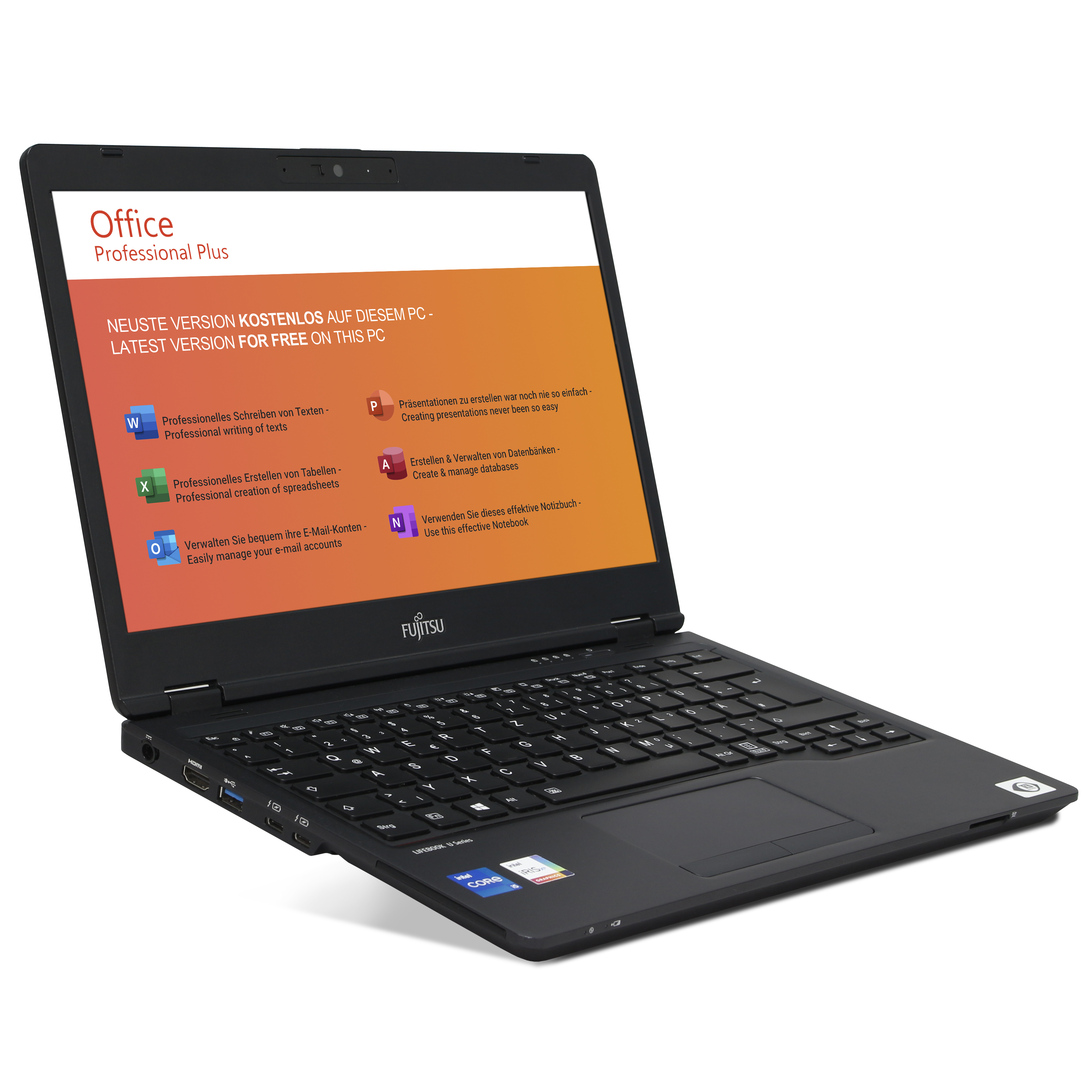 Fujitsu Refurbished Lifebook U7311 | 8GB RAM | 1To NVMe SSD | Intel Core i5-1135G7 | Full HD 360° Tablet-Mode Touchscreen | Windows 11 Pro | WiFi & Bluetooth | MS Office 2024