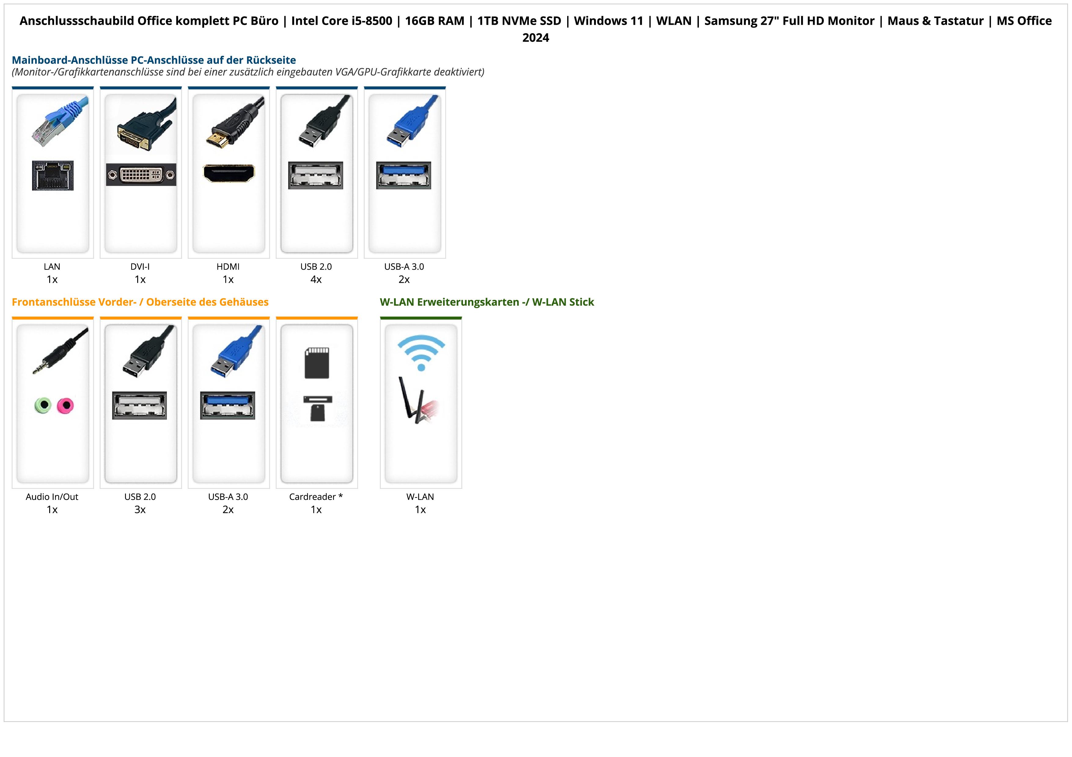 Office komplett PC Büro | Intel Core i5-8500 | 16GB RAM | 1TB NVMe SSD | Windows 11 | WLAN | Samsung 27" Full HD Monitor | Maus & Tastatur | MS Office 2024 Office komplett PC Büro | Intel Core i5-8500 | 16GB RAM | 1TB NVMe SSD | Windows 11 | WLAN | Samsung 27" Full HD Monitor | Maus & Tastatur | MS Office 2024