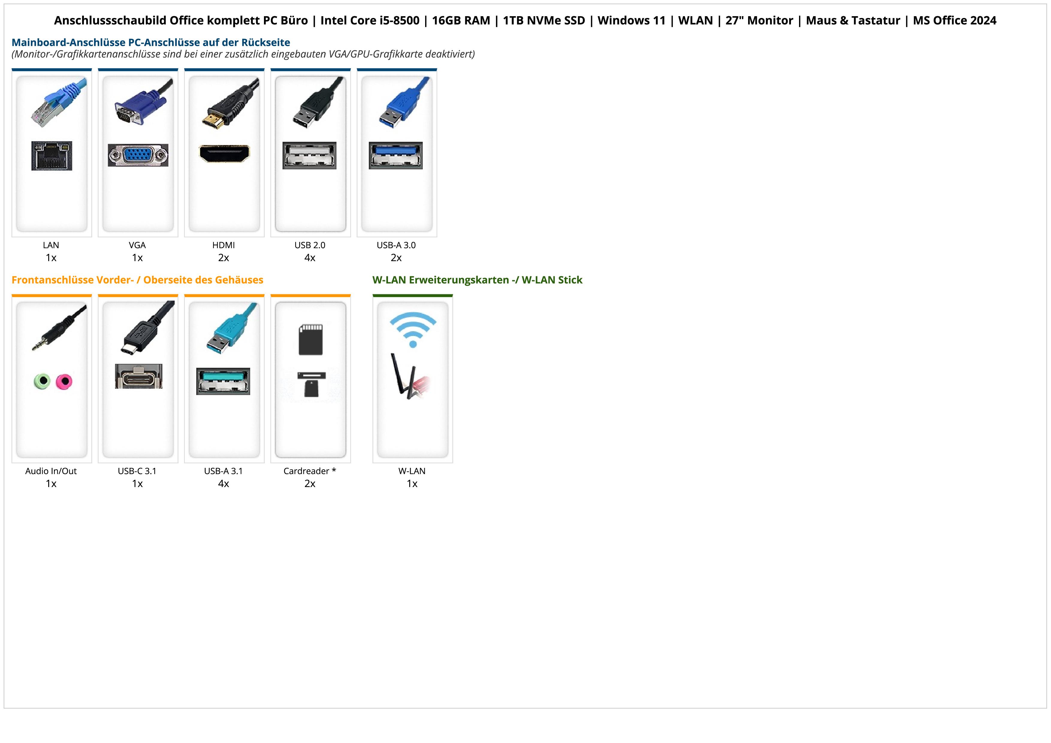 Office komplett PC Büro | Intel Core i5-8500 | 16GB RAM | 1TB NVMe SSD | Windows 11 | WLAN | 27" Monitor | Maus & Tastatur | MS Office 2024 Office komplett PC Büro | Intel Core i5-8500 | 16GB RAM | 1TB NVMe SSD | Windows 11 | WLAN | 27" Monitor | Maus & Tastatur | MS Office 2024