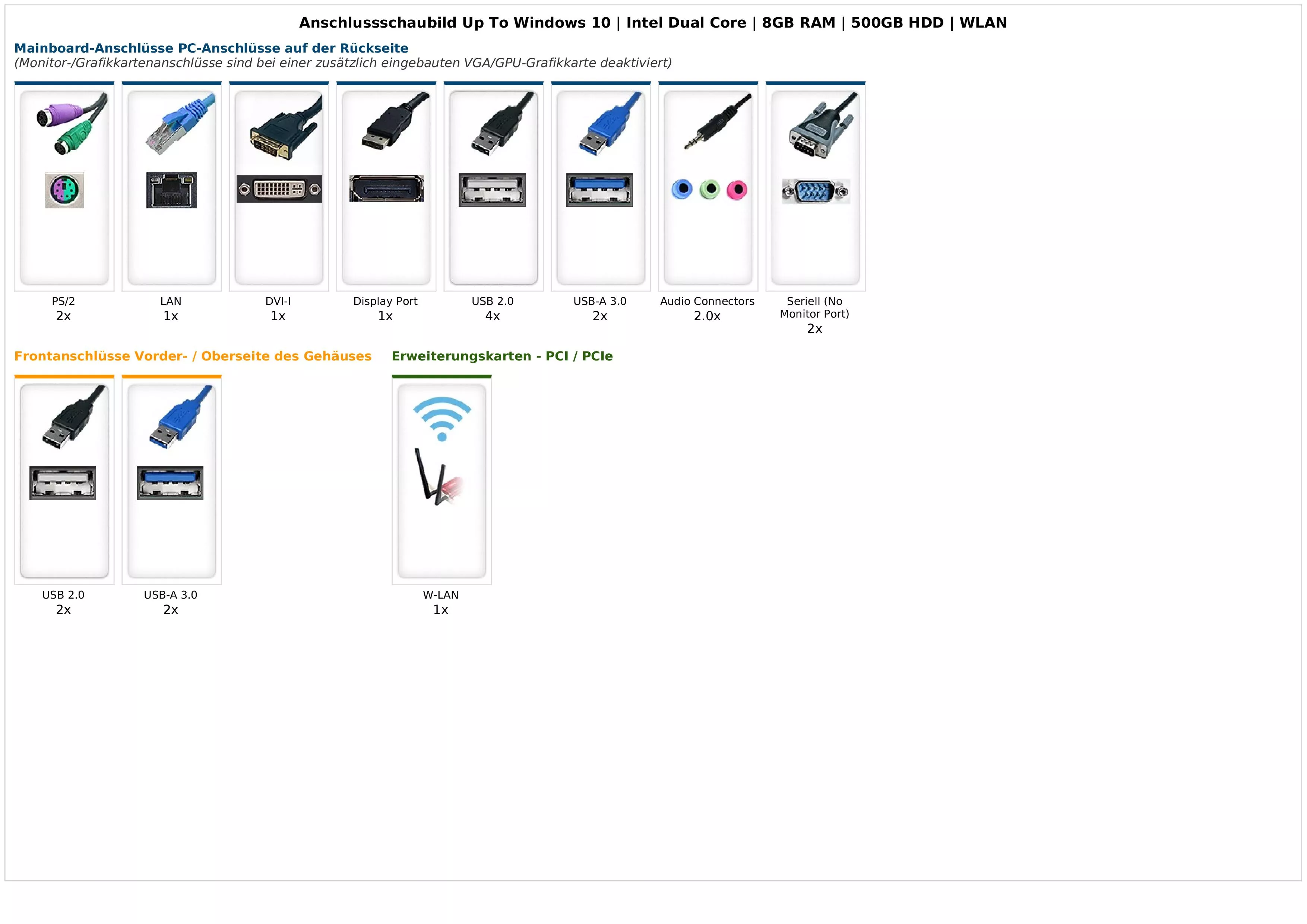 Up To Windows 10 | Intel Dual Core | 8GB RAM | 500GB HDD | WLAN