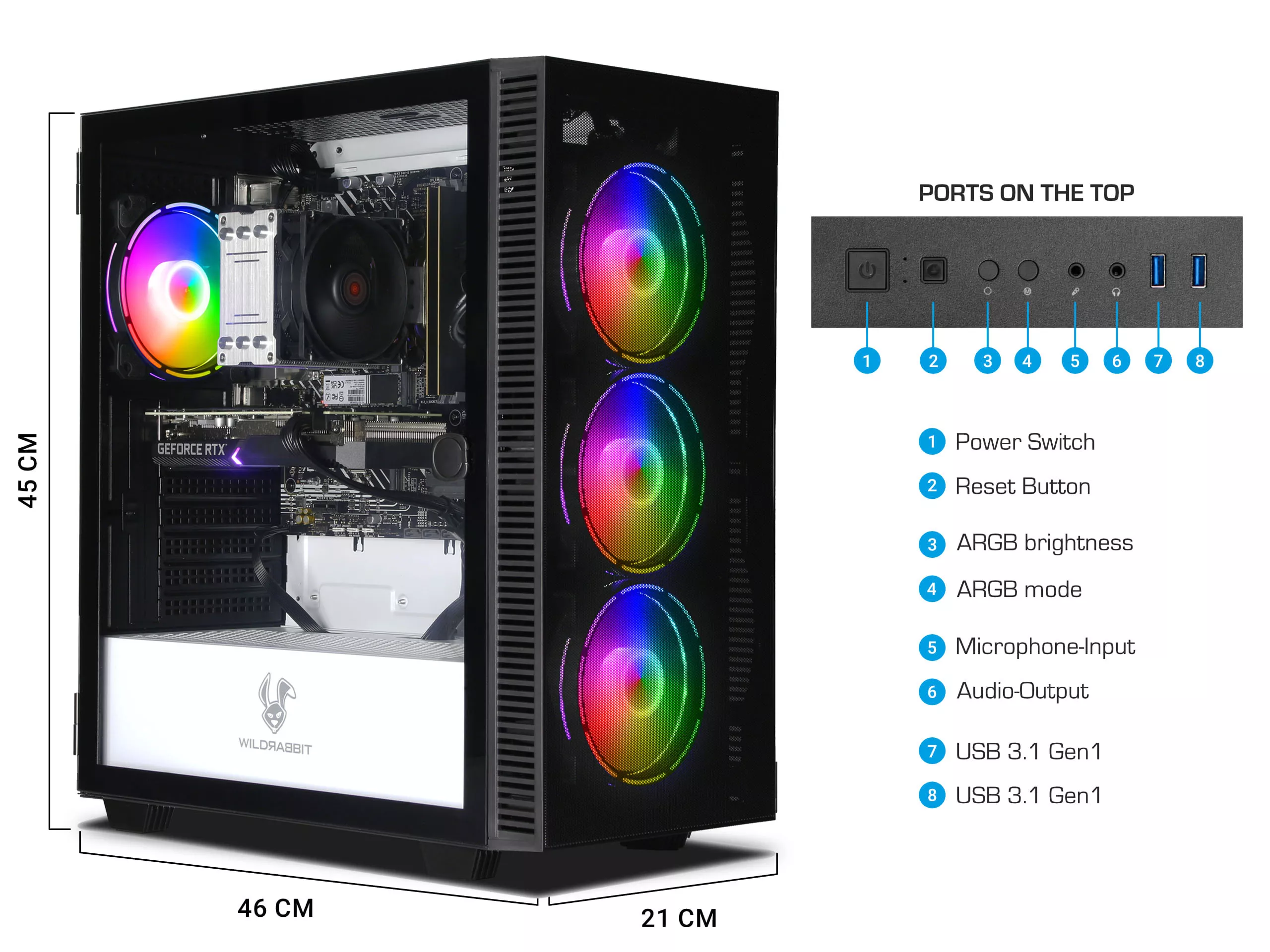 Gaming Office Work V3 | Intel Core i9-12900F | Nvidia GeForce RTX 4060 8GB | 32GB DDR5 RAM | 1TB NVMe SSD | Windows 11 | WLAN & Bluetooth | Libre Office