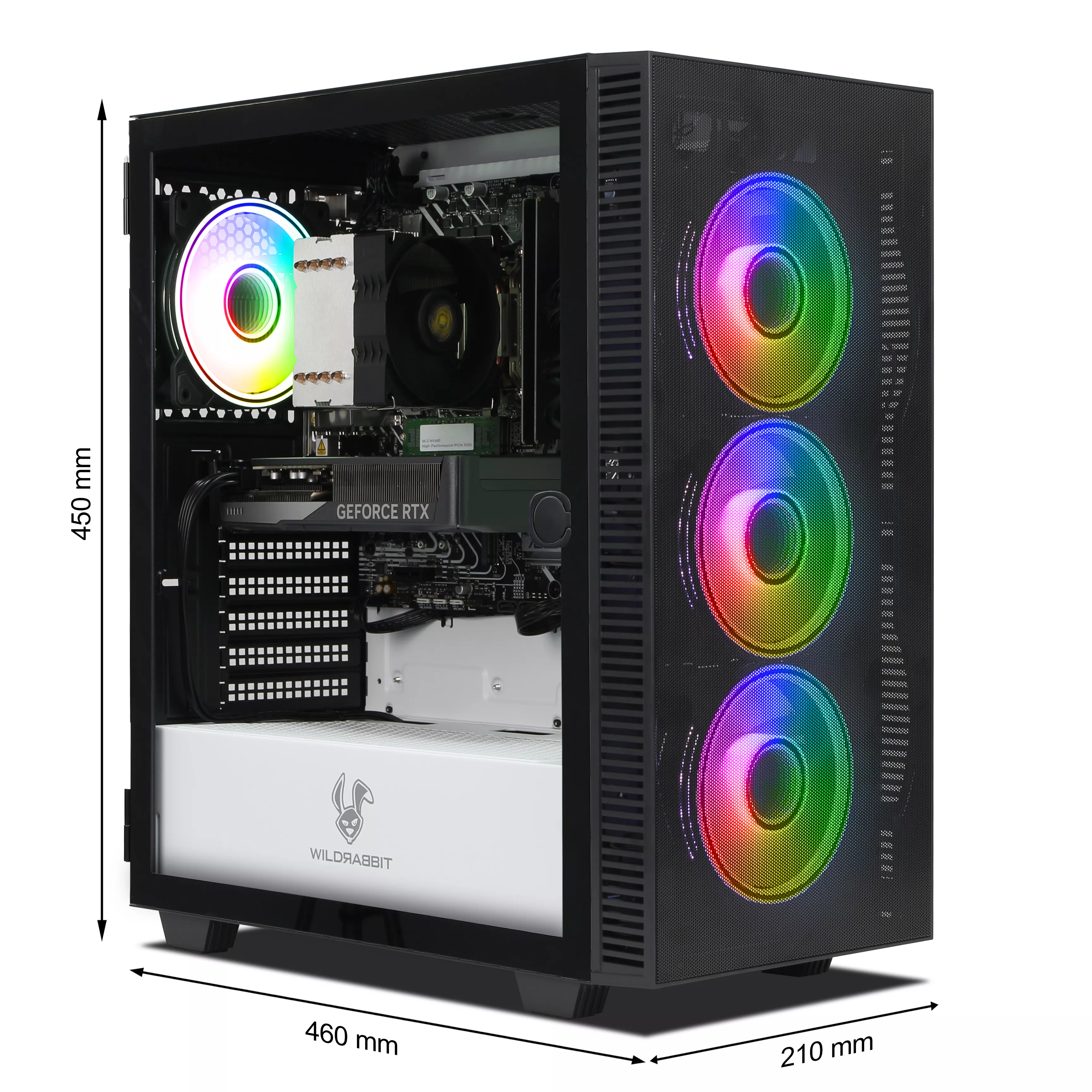 Wildrabbit VenomX | Intel Core i5-14400F | Nvidia GeForce RTX 5060 Ti 16GB | 32GB DDR5 RAM | 1TB NVMe SSD | Windows 11 | WLAN & Bluetooth