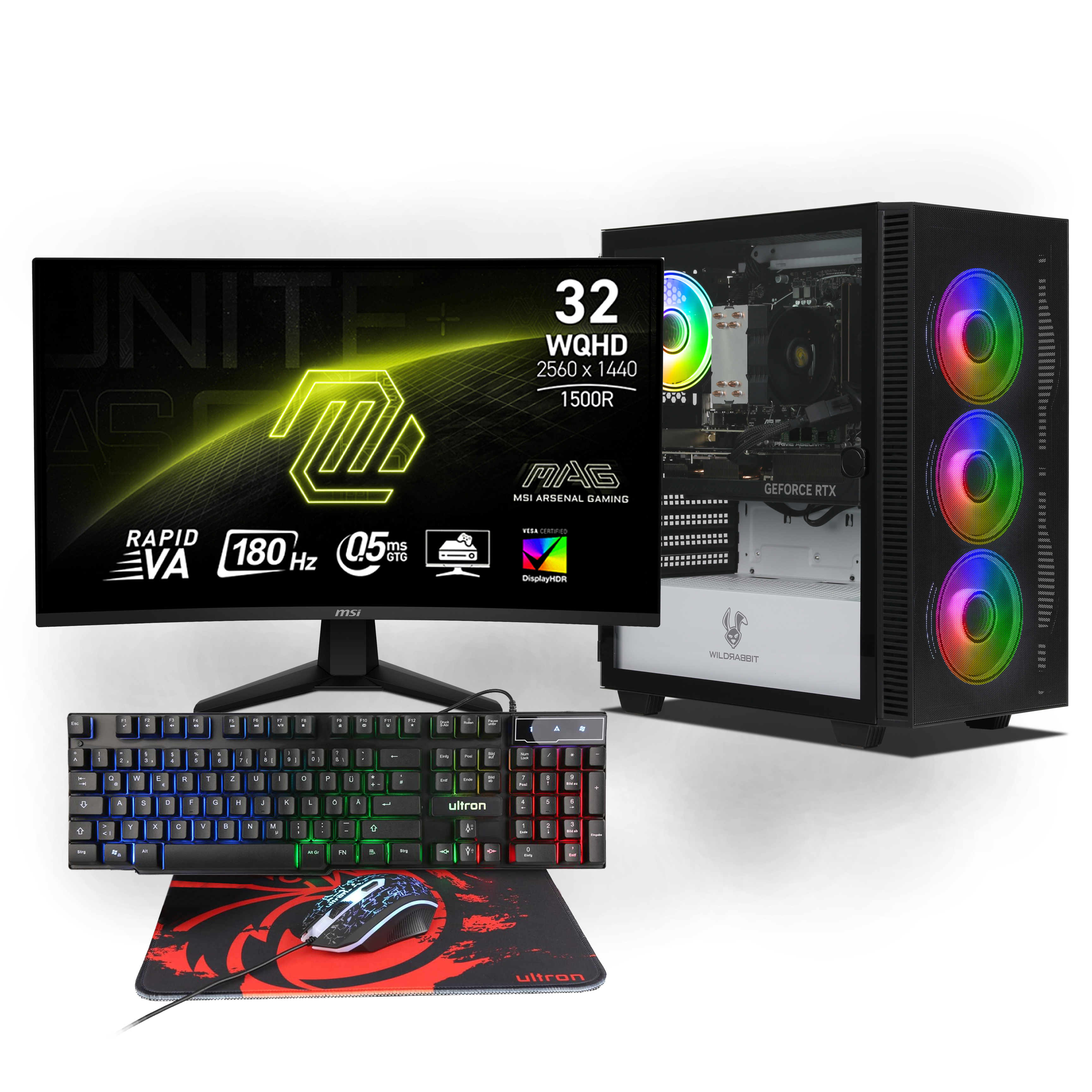 Ryzen Gaming Bundle | AMD Ryzen 7 8700F | Nvidia GeForce RTX 5070 12Go | 32Go DDR5 RAM | 1To NVMe SSD | Windows 11 | WiFi | MSI MAG 32" Curved WQHD Gaming Monitor | Ultron HAWK RGB 4 in 1 Gaming Set | Libre Office Ryzen Gaming Bundle | AMD Ryzen 7 8700F | Nvidia GeForce RTX 5070 12Go | 32Go DDR5 RAM | 1To NVMe SSD | Windows 11 | WiFi | MSI MAG 32" Curved WQHD Gaming Monitor | Ultron HAWK RGB 4 in 1 Gaming Set | Libre Office