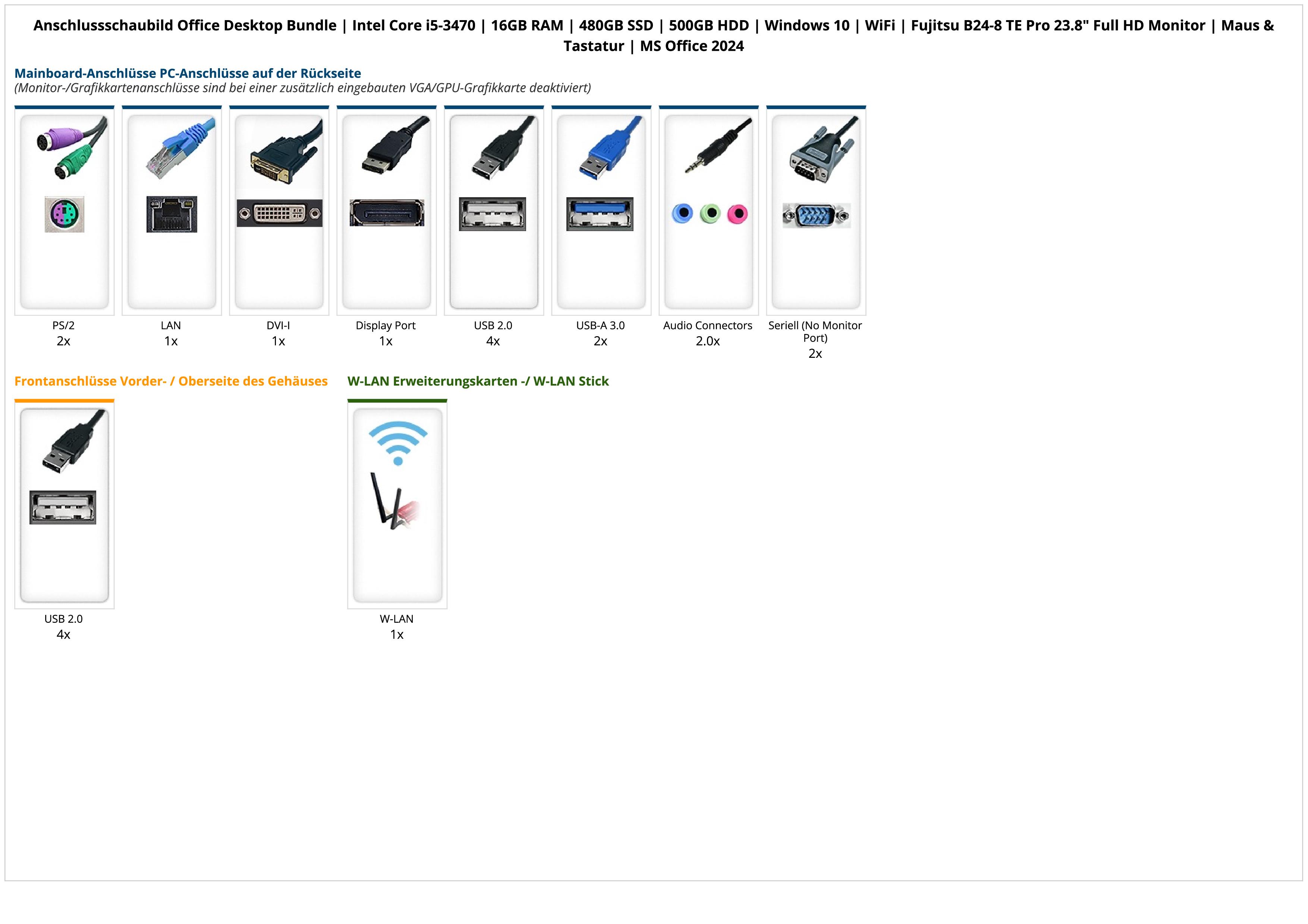 Office Desktop Bundle | Intel Core i5-3470 | 16GB RAM | 480GB SSD | 500GB HDD | Windows 10 | WiFi | Fujitsu B24-8 TE Pro 23.8" Full HD Monitor | Maus & Tastatur | MS Office 2024 Office Desktop Bundle | Intel Core i5-3470 | 16GB RAM | 480GB SSD | 500GB HDD | Windows 10 | WiFi | Fujitsu B24-8 TE Pro 23.8" Full HD Monitor | Maus & Tastatur | MS Office 2024
