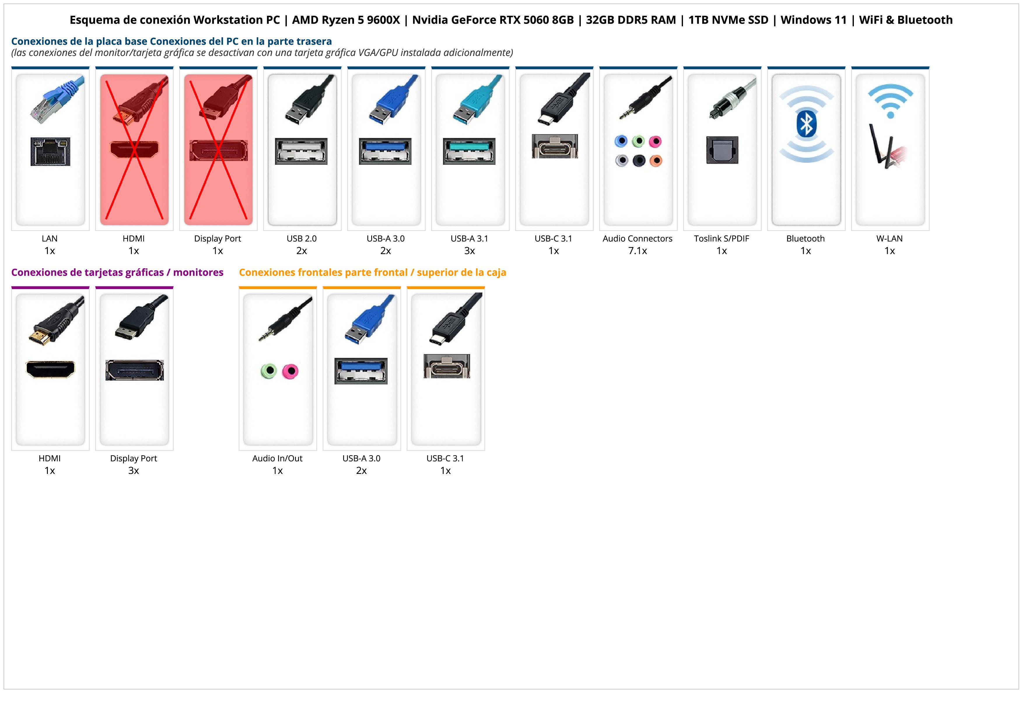 Workstation PC | AMD Ryzen 5 9600X | Nvidia GeForce RTX 5060 8GB | 32GB DDR5 RAM | 1TB NVMe SSD | Windows 11 | WiFi & Bluetooth Workstation PC | AMD Ryzen 5 9600X | Nvidia GeForce RTX 5060 8GB | 32GB DDR5 RAM | 1TB NVMe SSD | Windows 11 | WiFi & Bluetooth