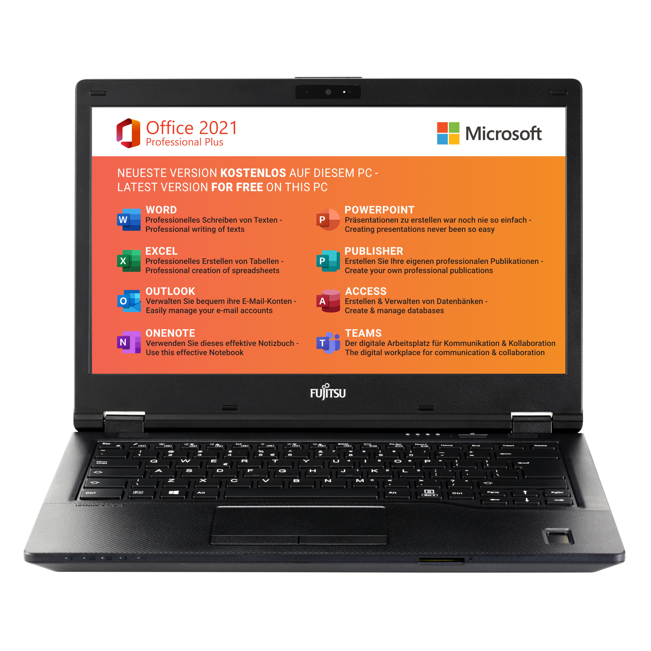 Fujitsu Refurbished Lifebook E449 | Intel Core i3-8130U | 16GB RAM | 512GB M.2 NVMe SSD | 14" 1920x1080 Display | WiFi / BT / 4G (LTE) | Windows 11 Pro | MS Office 2021 | German Keyboard
