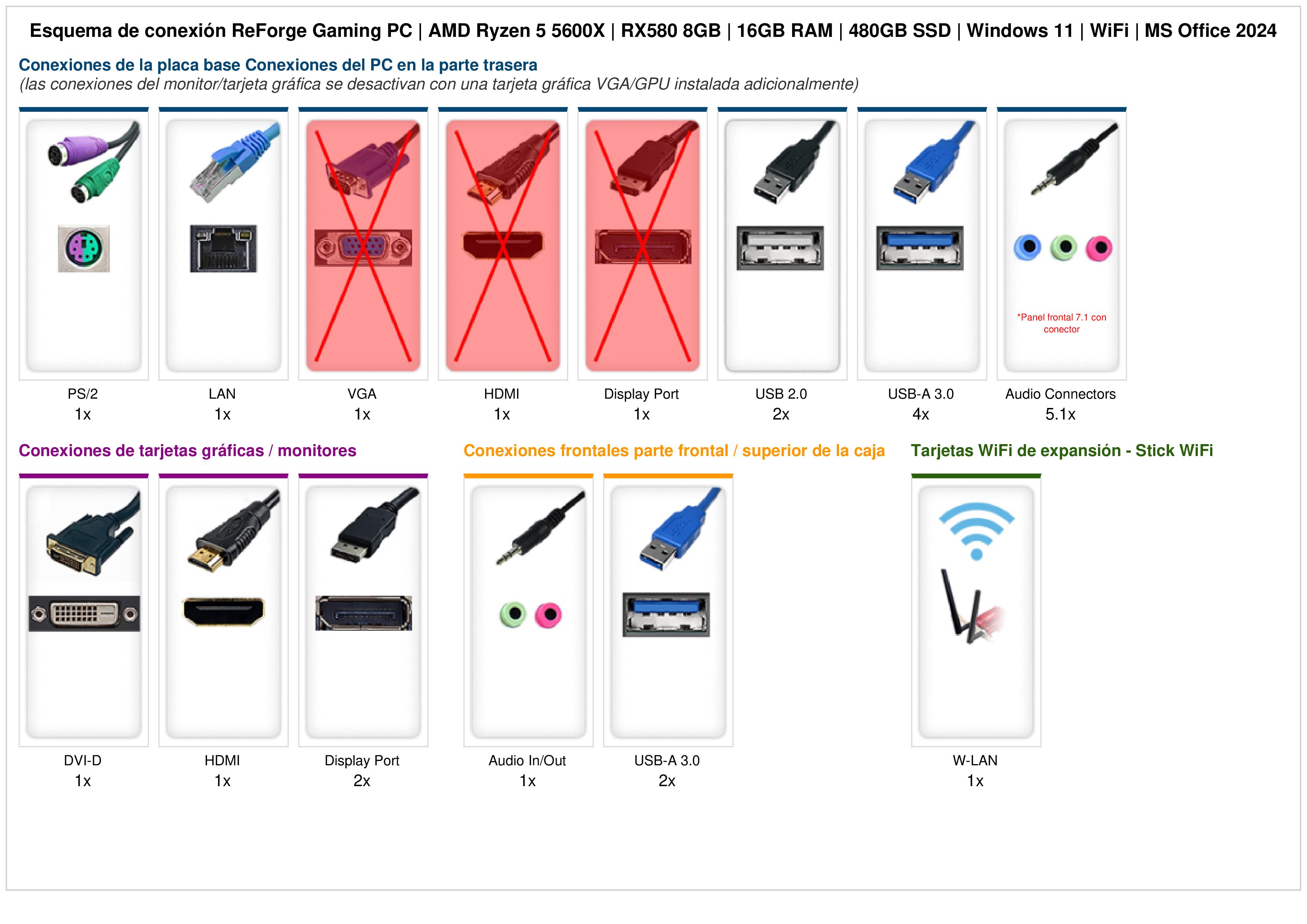 ReForge Gaming PC | AMD Ryzen 5 5600X | RX580 8GB | 16GB RAM | 480GB SSD | Windows 11 | WiFi | MS Office 2024 ReForge Gaming PC | AMD Ryzen 5 5600X | RX580 8GB | 16GB RAM | 480GB SSD | Windows 11 | WiFi | MS Office 2024