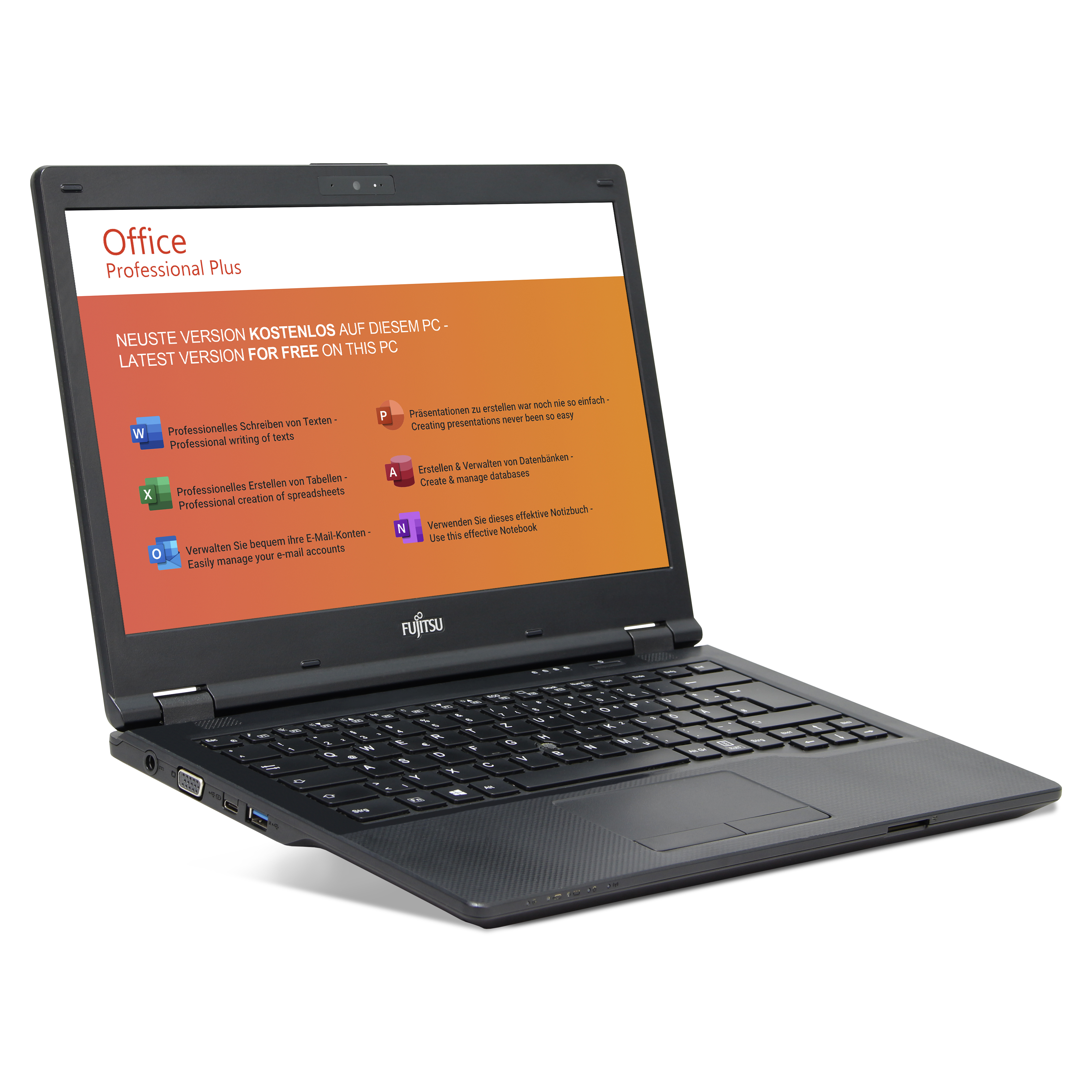 Fujitsu Refurbished Lifebook E449 | 16GB RAM | 512GB NVMe SSD | Intel Core i3-8130U | Windows 11 Pro | WLAN / BT | MS Office 2024