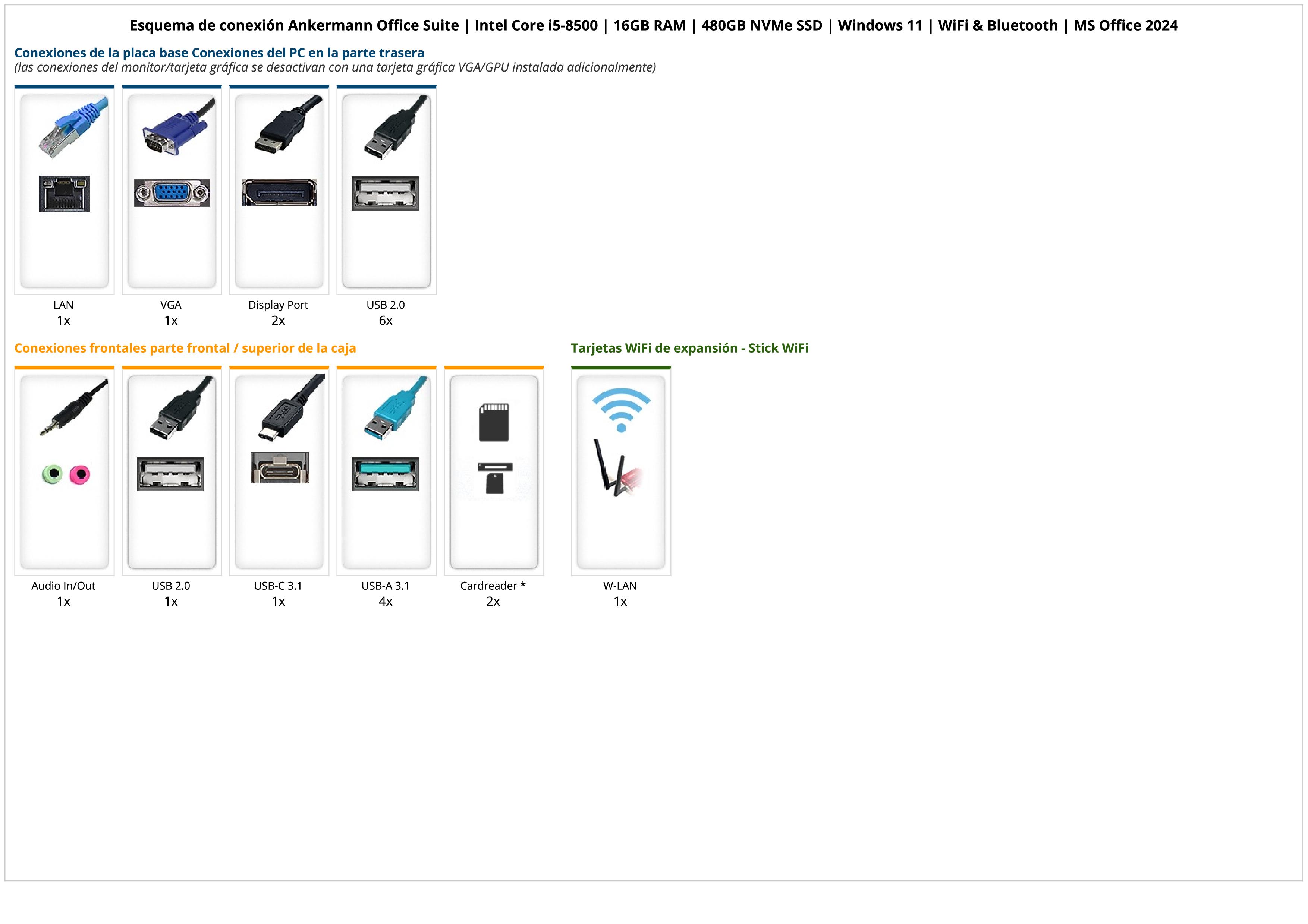 Ankermann Office Suite | Intel Core i5-8500 | 16GB RAM | 480GB NVMe SSD | Windows 11 | WiFi & Bluetooth | MS Office 2024 Ankermann Office Suite | Intel Core i5-8500 | 16GB RAM | 480GB NVMe SSD | Windows 11 | WiFi & Bluetooth | MS Office 2024
