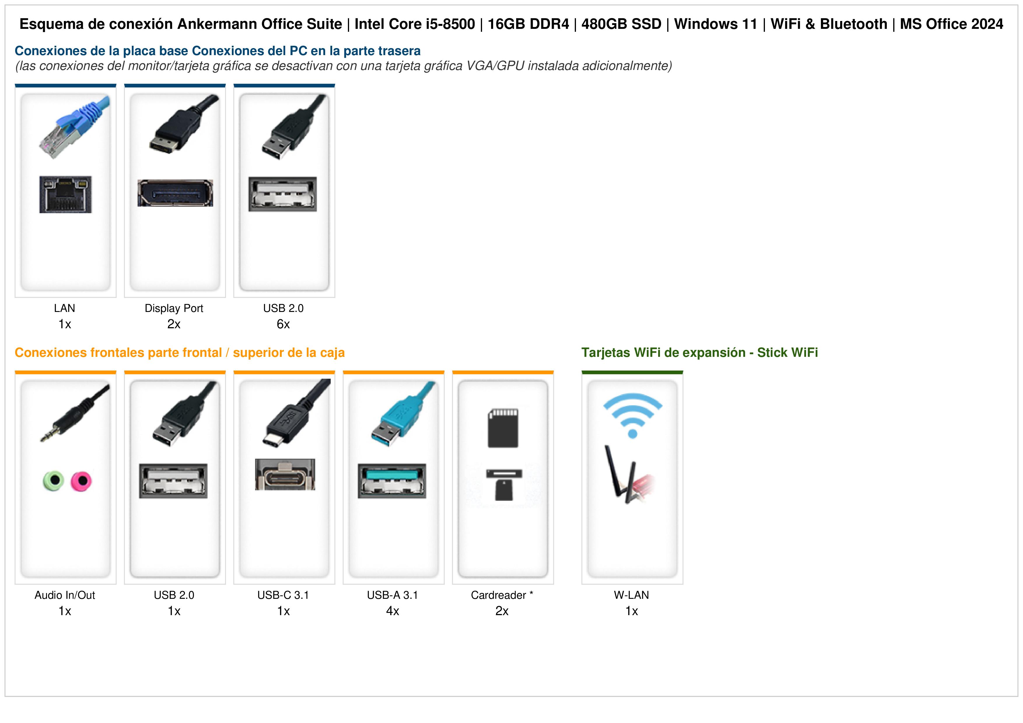 Ankermann Office Suite | Intel Core i5-8500 | 16GB DDR4 | 480GB SSD | Windows 11 | WiFi & Bluetooth | MS Office 2024 Ankermann Office Suite | Intel Core i5-8500 | 16GB DDR4 | 480GB SSD | Windows 11 | WiFi & Bluetooth | MS Office 2024