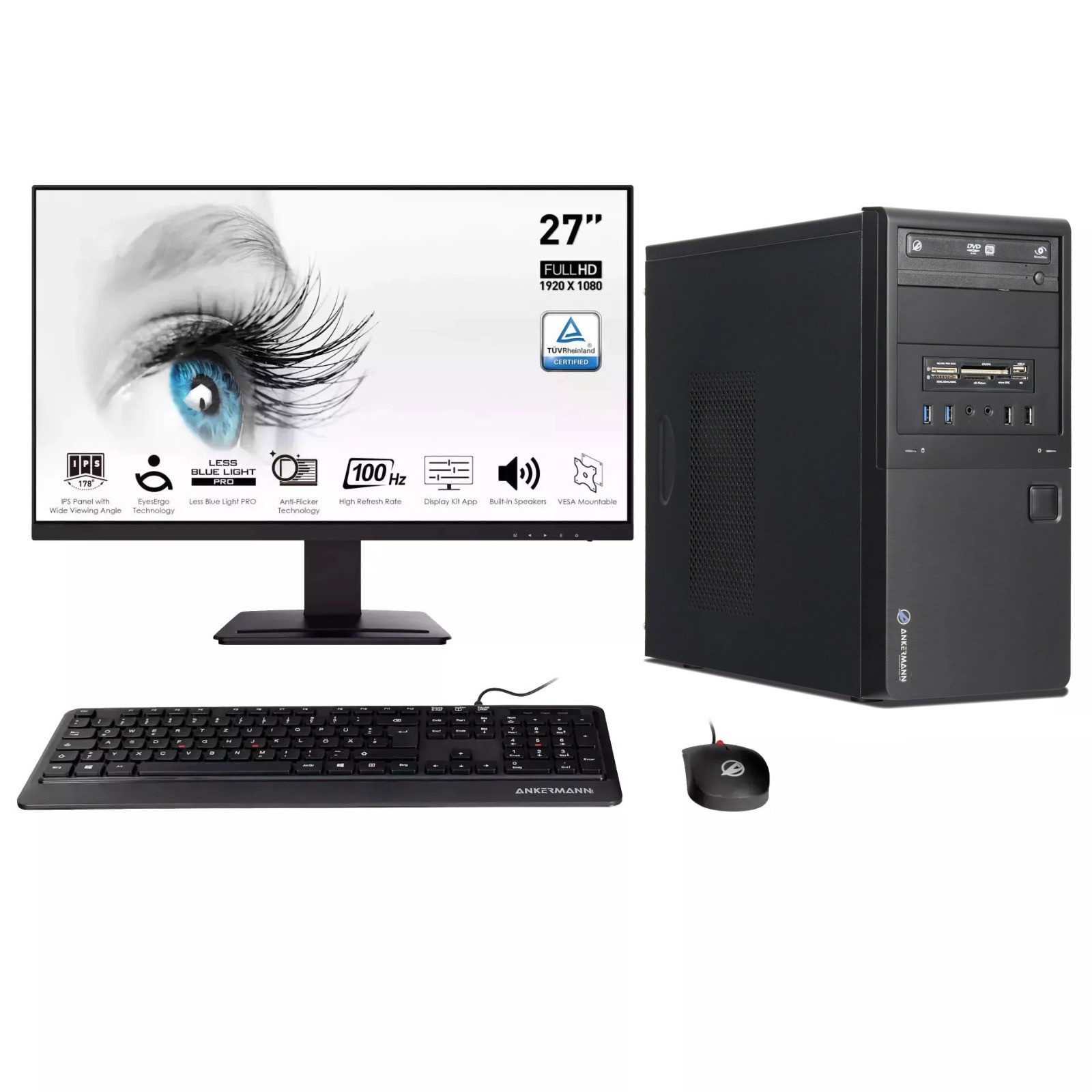 Business Office Work Bundle | Intel Core i5-6500 | 16GB RAM | 480GB SSD | Windows 11 | 27" Monitor | Maus & Tastatur | Libre Office