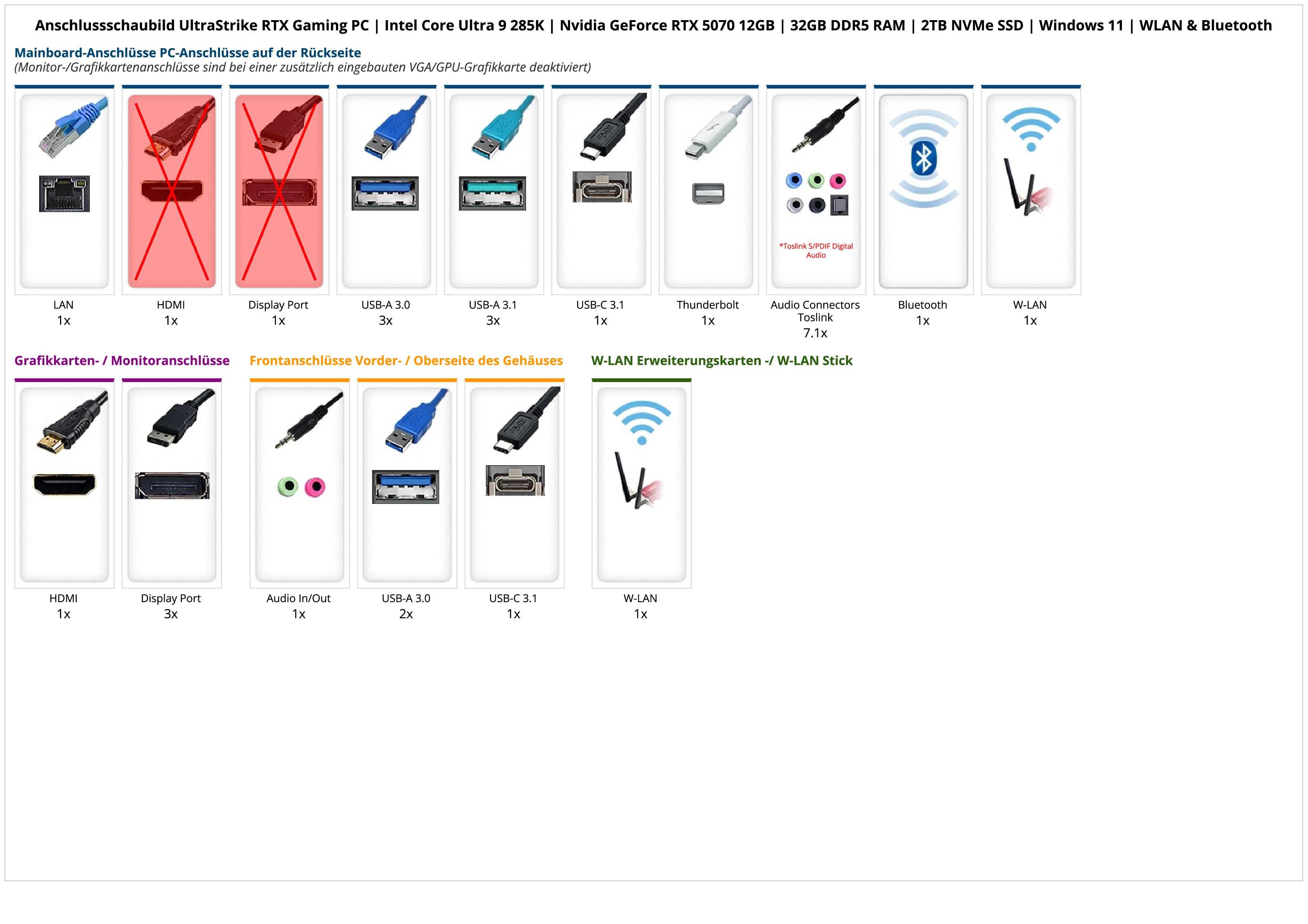 UltraStrike RTX Gaming PC | Intel Core Ultra 9 285K | Nvidia GeForce RTX 5070 12GB | 32GB DDR5 RAM | 2TB NVMe SSD | Windows 11 | WLAN & Bluetooth UltraStrike RTX Gaming PC | Intel Core Ultra 9 285K | Nvidia GeForce RTX 5070 12GB | 32GB DDR5 RAM | 2TB NVMe SSD | Windows 11 | WLAN & Bluetooth