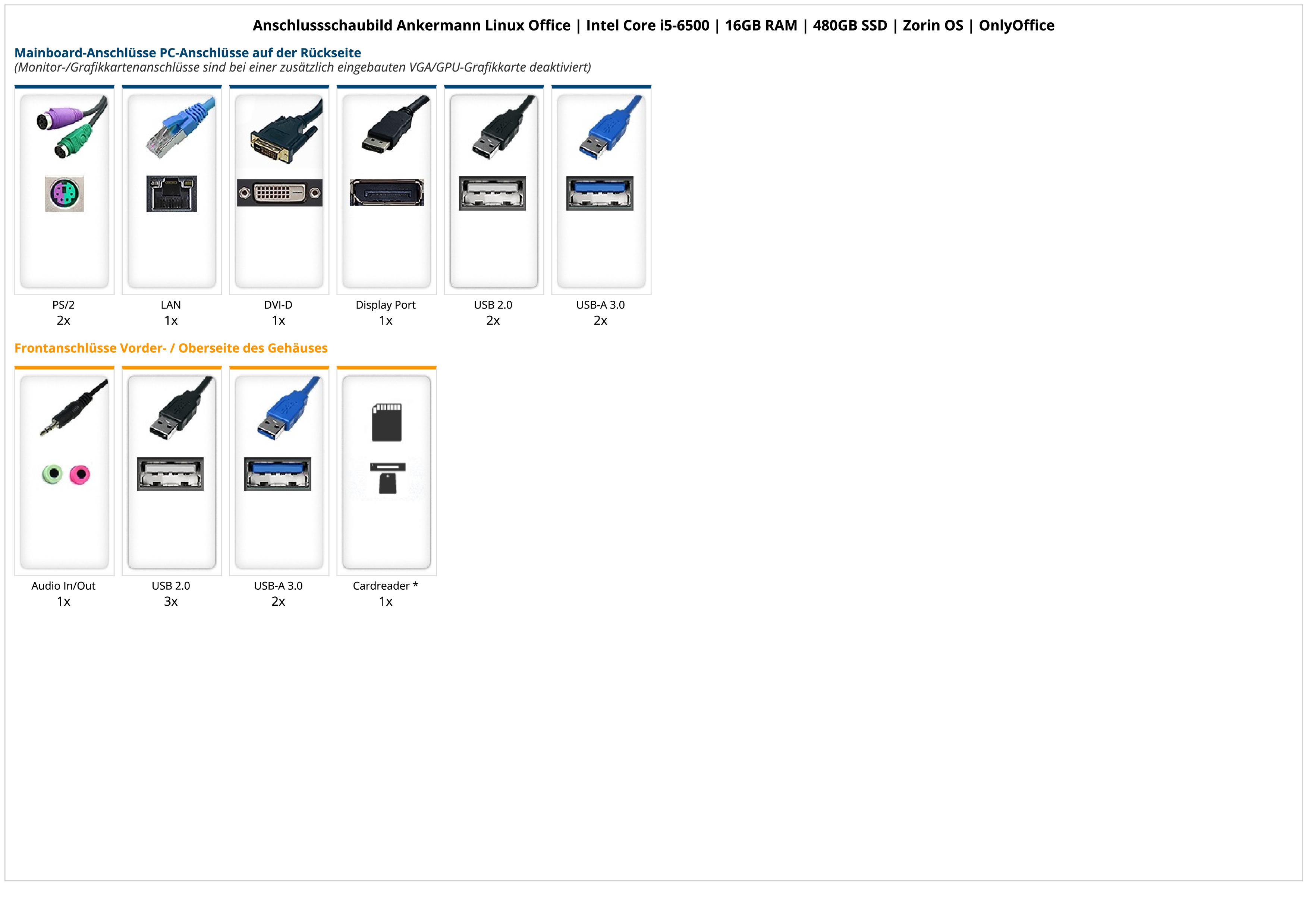 Ankermann Linux Office | Intel Core i5-6500 | 16GB RAM | 480GB SSD | Zorin OS | OnlyOffice Ankermann Linux Office | Intel Core i5-6500 | 16GB RAM | 480GB SSD | Zorin OS | OnlyOffice
