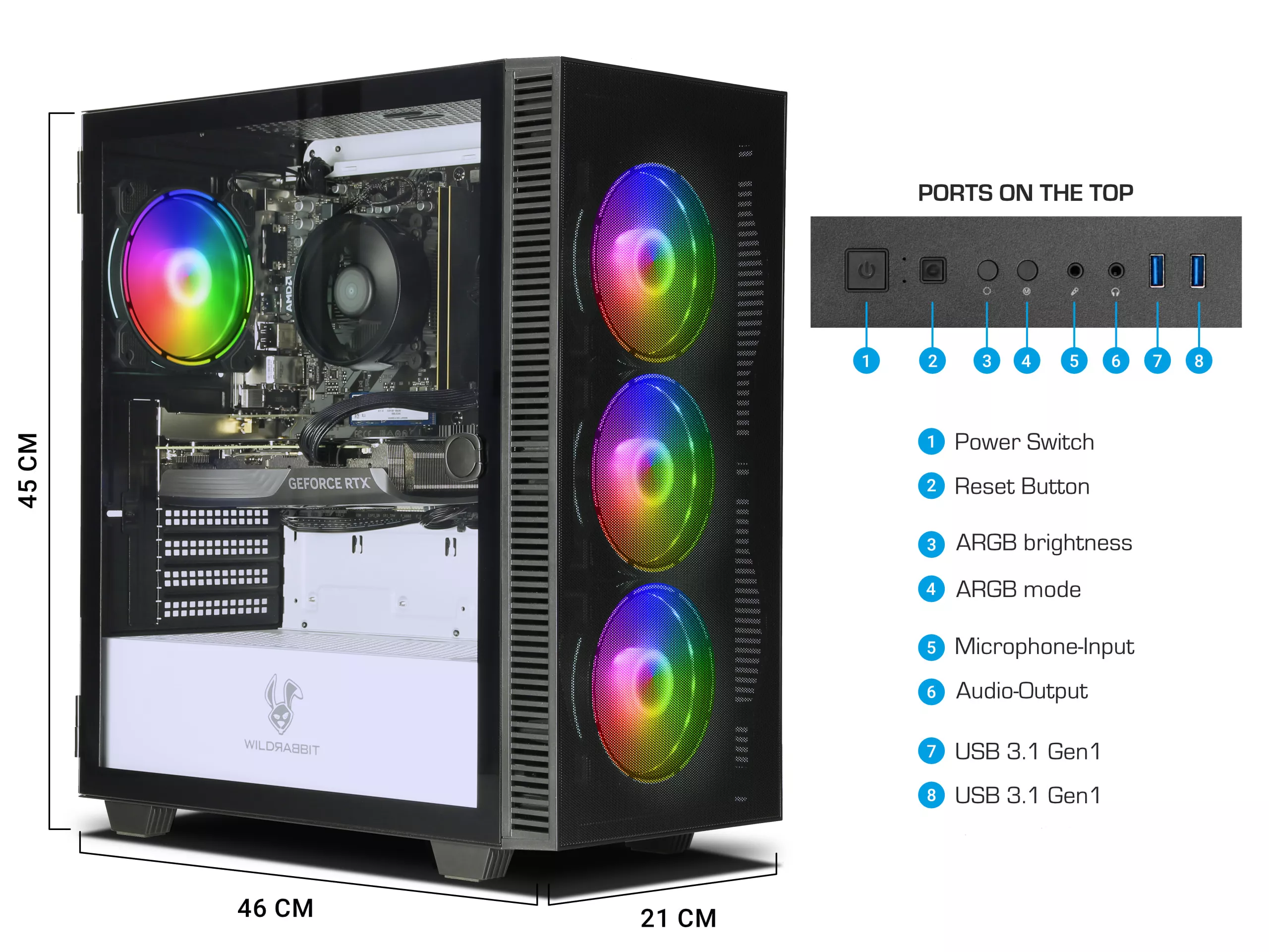 Ryzen Gaming V3 | AMD Ryzen 7 8700F | Nvidia GeForce RTX 5070 12GB | 32GB DDR5 RAM | 1TB NVMe SSD | Windows 11 | WLAN | Libre Office