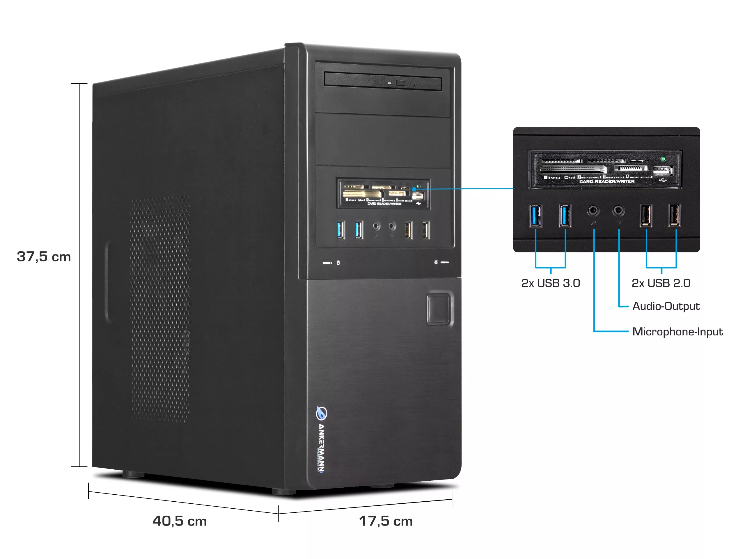 Business silent CAD Workstation | Intel Core i7-8700 | Nvidia GeForce Quadro M4000 8GB | 32GB RAM | 500GB SSD | 2TB HDD | Windows 11 | WiFi | Libre Office