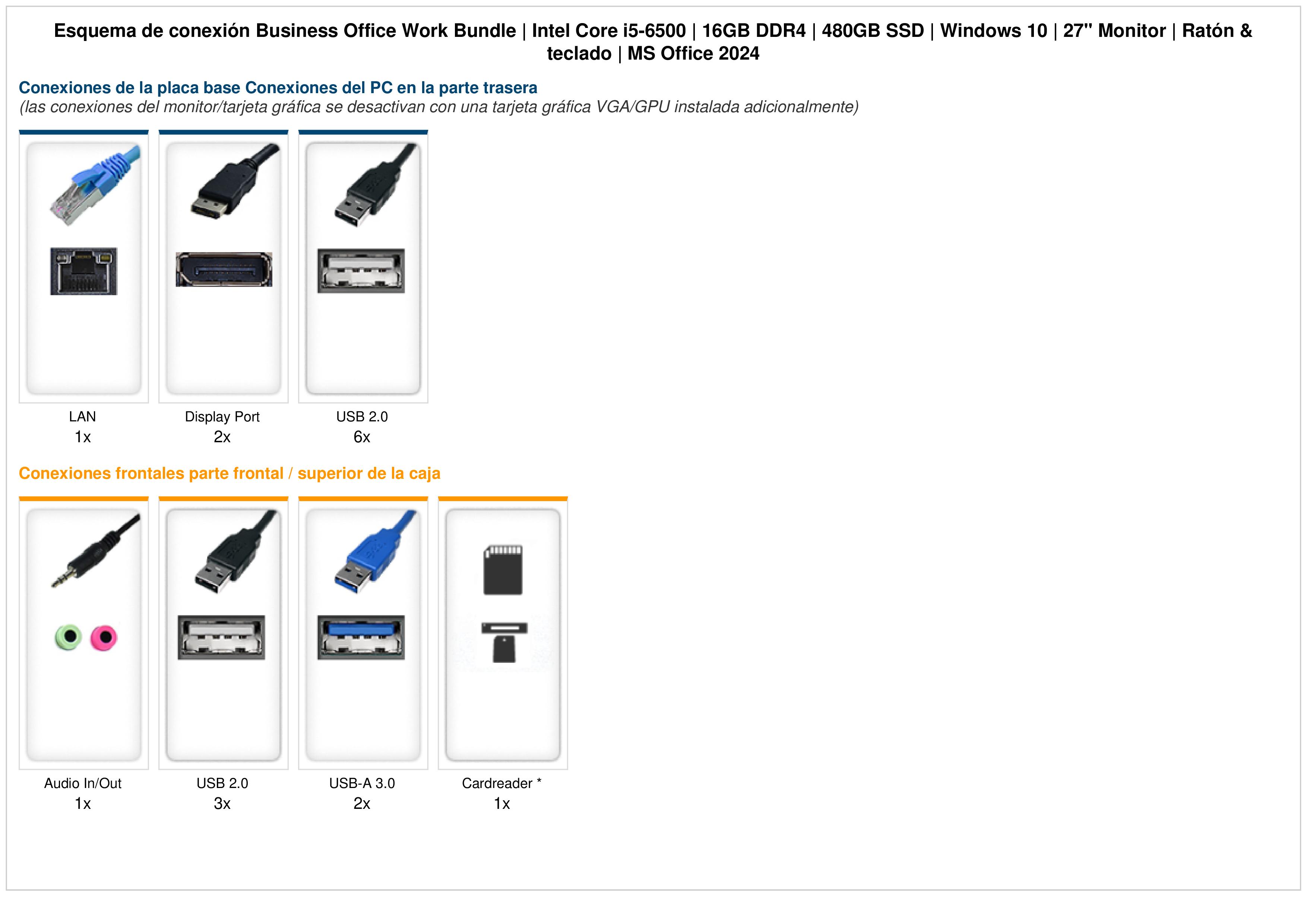 Business Office Work Bundle | Intel Core i5-6500 | 16GB DDR4 | 480GB SSD | Windows 10 | 27" Monitor | Ratón & teclado | MS Office 2024 Business Office Work Bundle | Intel Core i5-6500 | 16GB DDR4 | 480GB SSD | Windows 10 | 27" Monitor | Ratón & teclado | MS Office 2024
