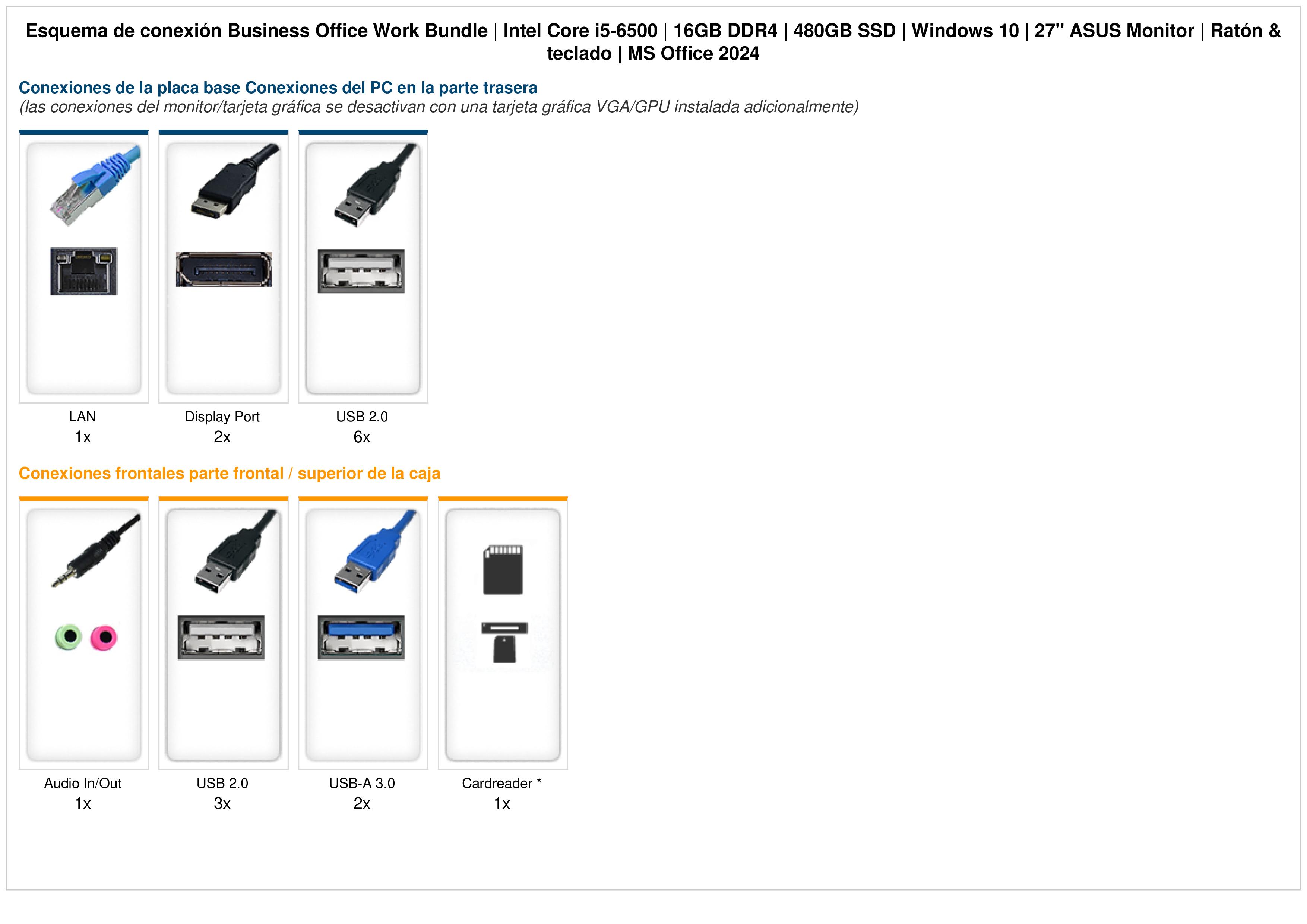 Business Office Work Bundle | Intel Core i5-6500 | 16GB DDR4 | 480GB SSD | Windows 10 | 27" ASUS Monitor | Ratón & teclado | MS Office 2024 Business Office Work Bundle | Intel Core i5-6500 | 16GB DDR4 | 480GB SSD | Windows 10 | 27" ASUS Monitor | Ratón & teclado | MS Office 2024