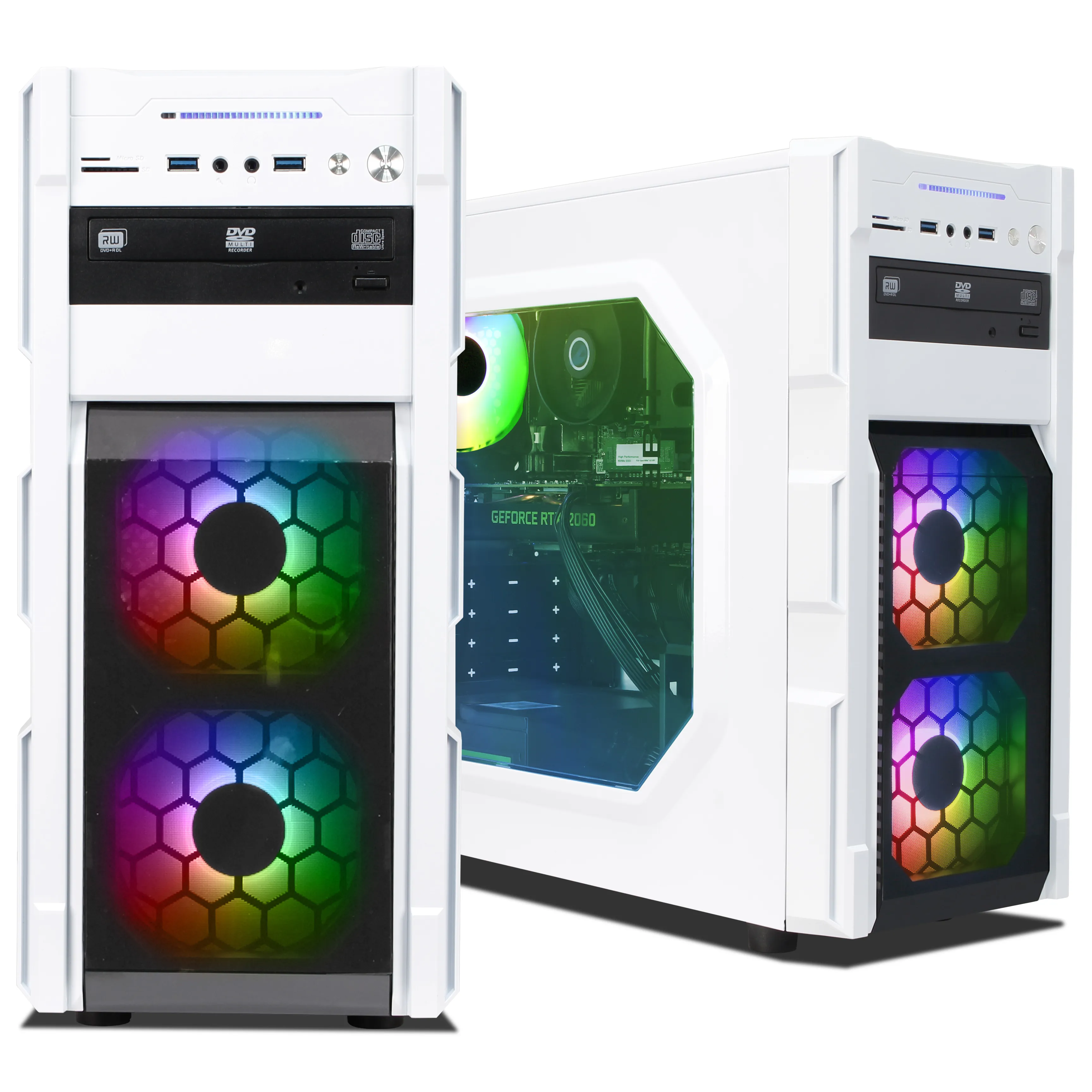 Business Office Game White | Intel Core i7-8700 | Nvidia GeForce RTX 2060 6 GB | 16GB RAM | 500GB NVMe SSD | Windows 11 | WiFi | Libre Office