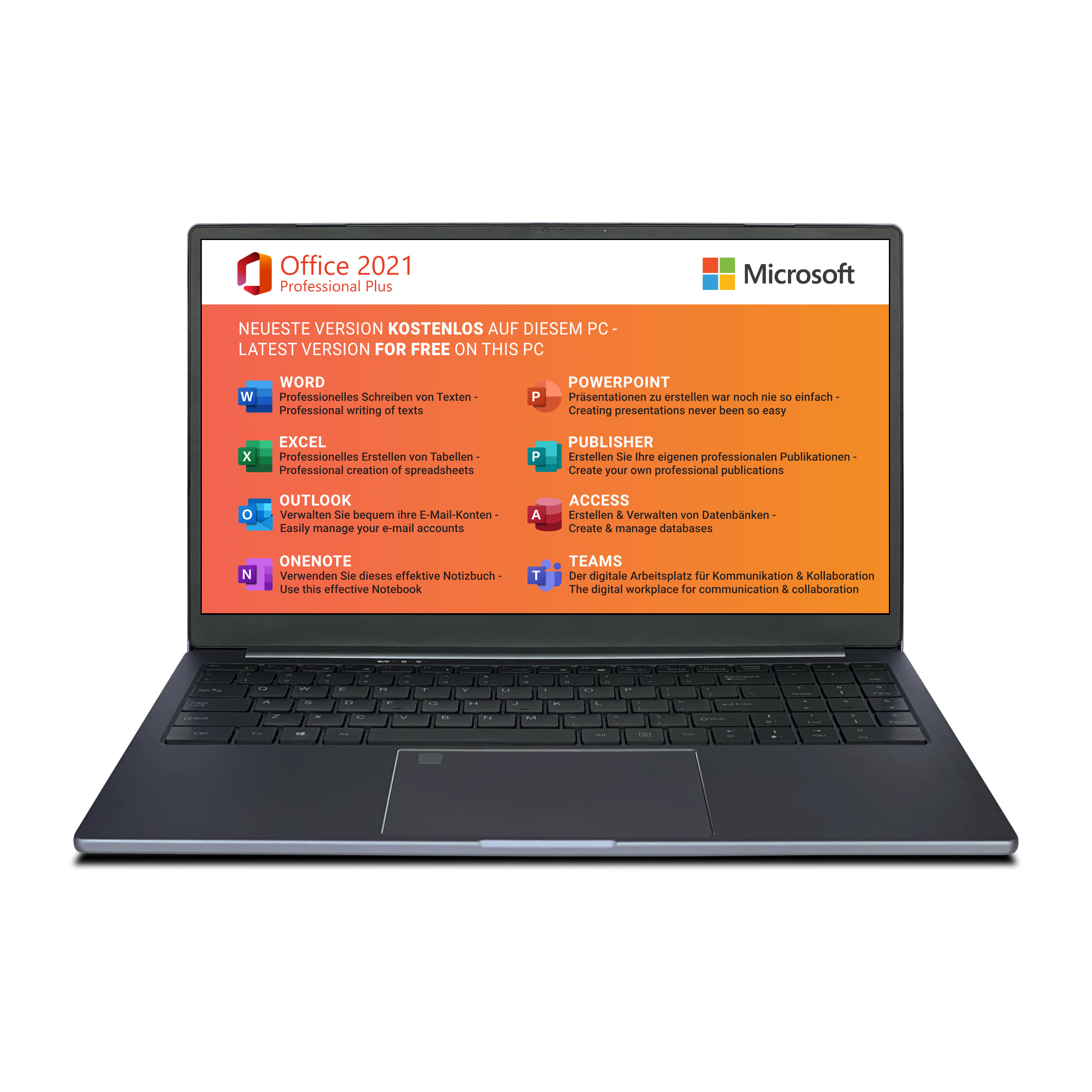AH12 Office Laptop V2 | Intel Core i7-1065G7 | 32GB RAM | 512GB M.2 NVMe SSD | 1TB M.2 NVMe SSD | 15.6" 1920x1080 Display | WIFI / BT | Windows 11 Pro | MS Office 2021 | Backlit German/English Keyboard