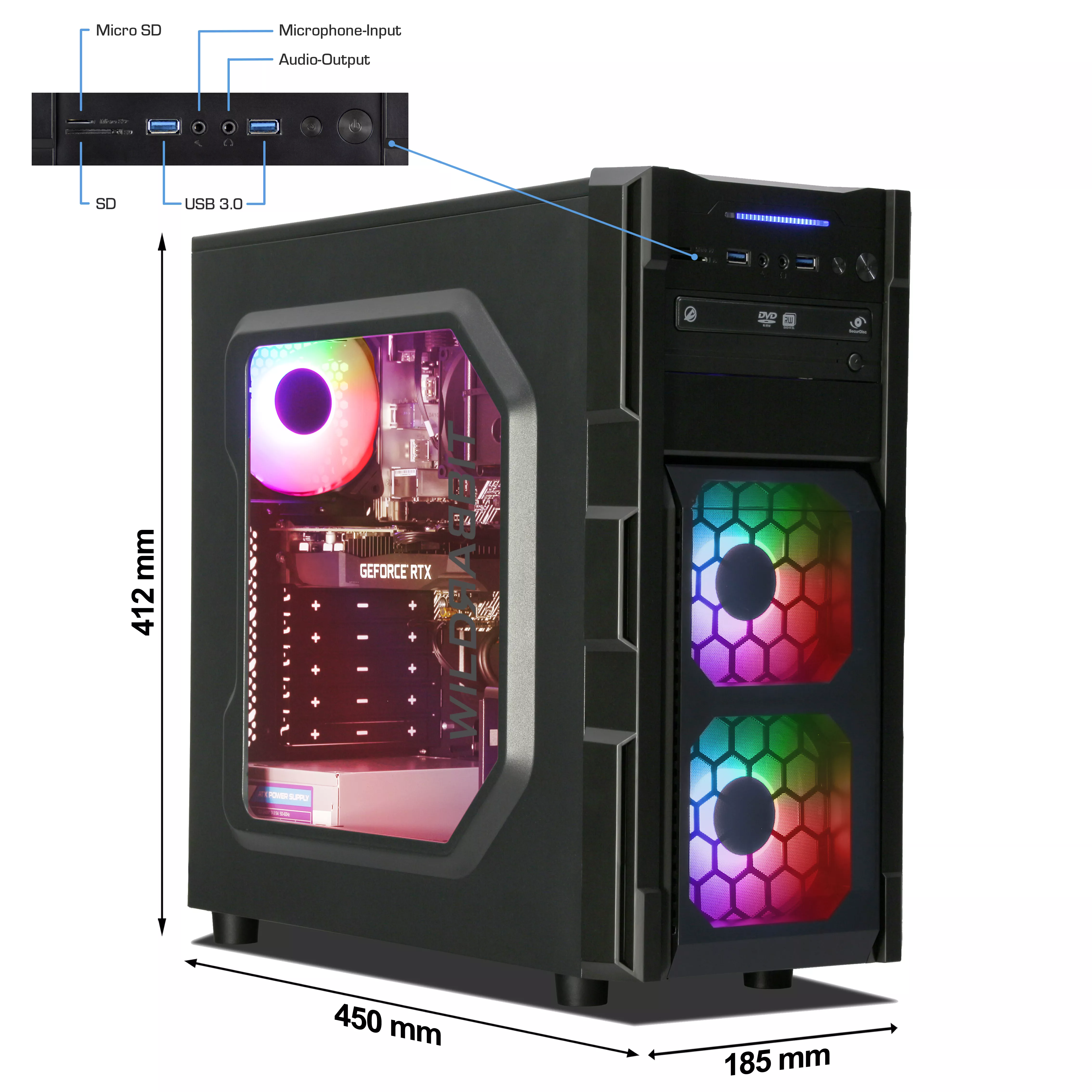 Business Office Game | Intel Core i7-8700 | Nvidia GeForce RTX 2060 6GB | 16GB RAM | 1TB SSD | Windows 11 | WLAN | Libre Office