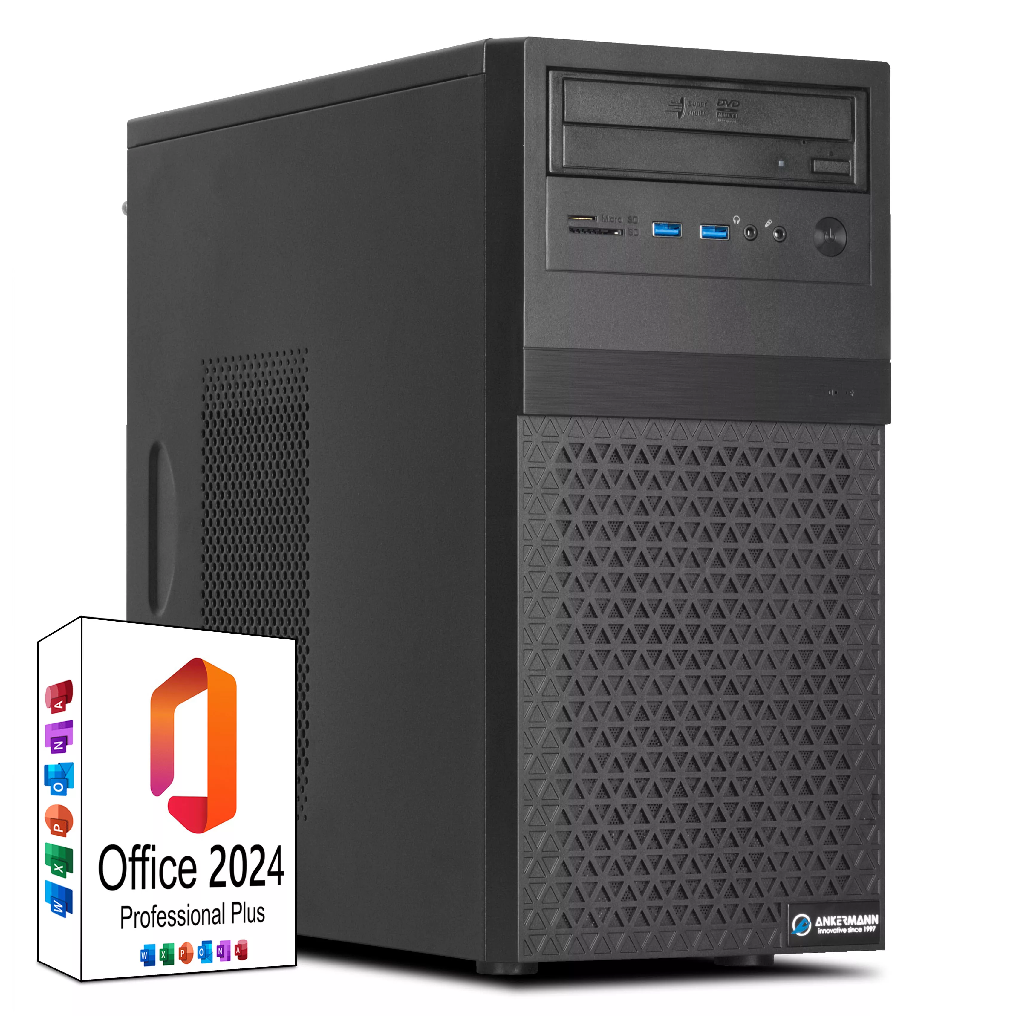 Business Work Multimedia PC leise schnell | Intel Core i5-14400 | 32GB DDR5 RAM | 1TB NVMe SSD | Windows 11 | WLAN & Bluetooth | MS Office 2024