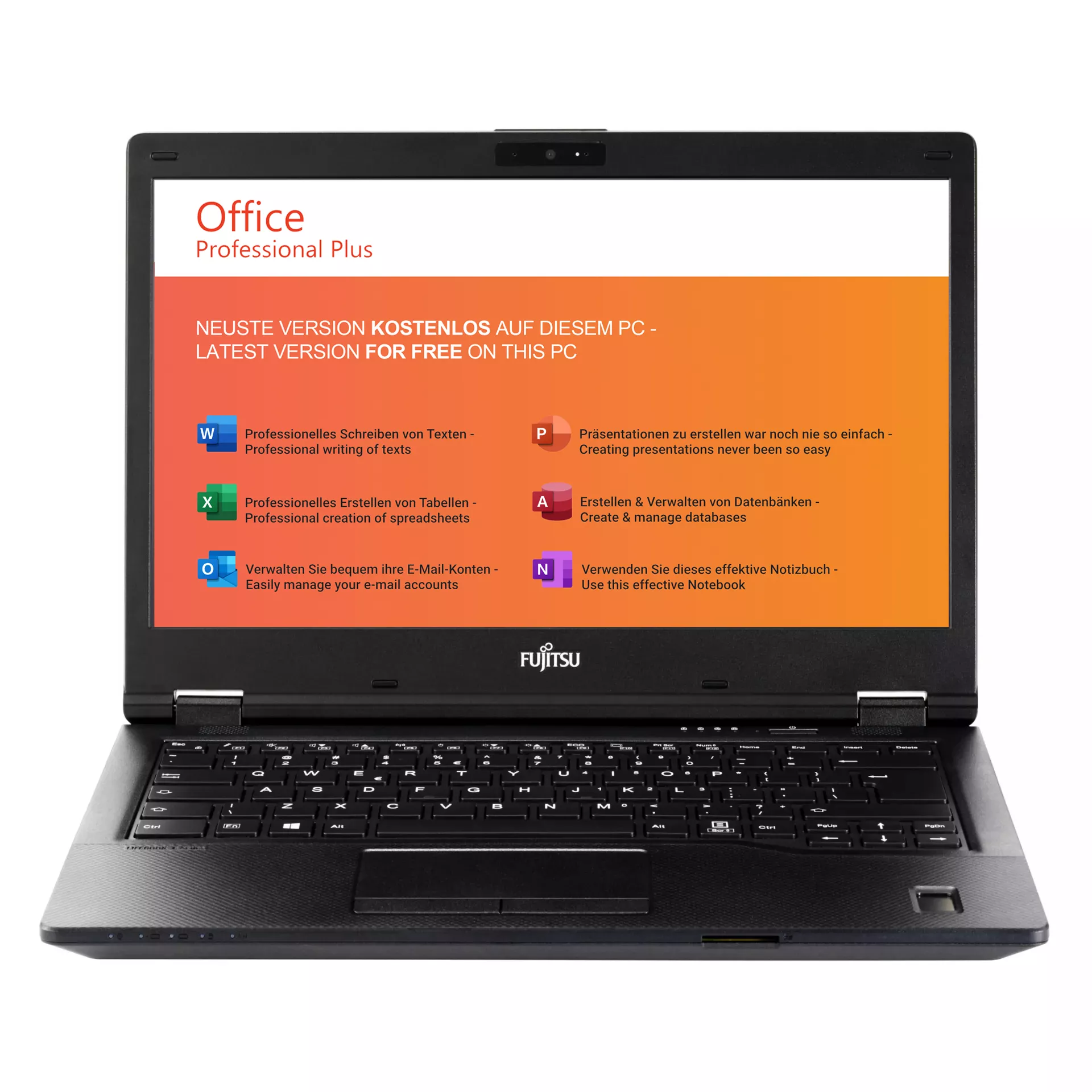 Fujitsu Refurbished Lifebook E449 | 16GB RAM | 512GB NVMe SSD | Intel Core i3-8130U | Windows 11 Pro | WLAN / BT / 4G LTE | MS Office 2024
