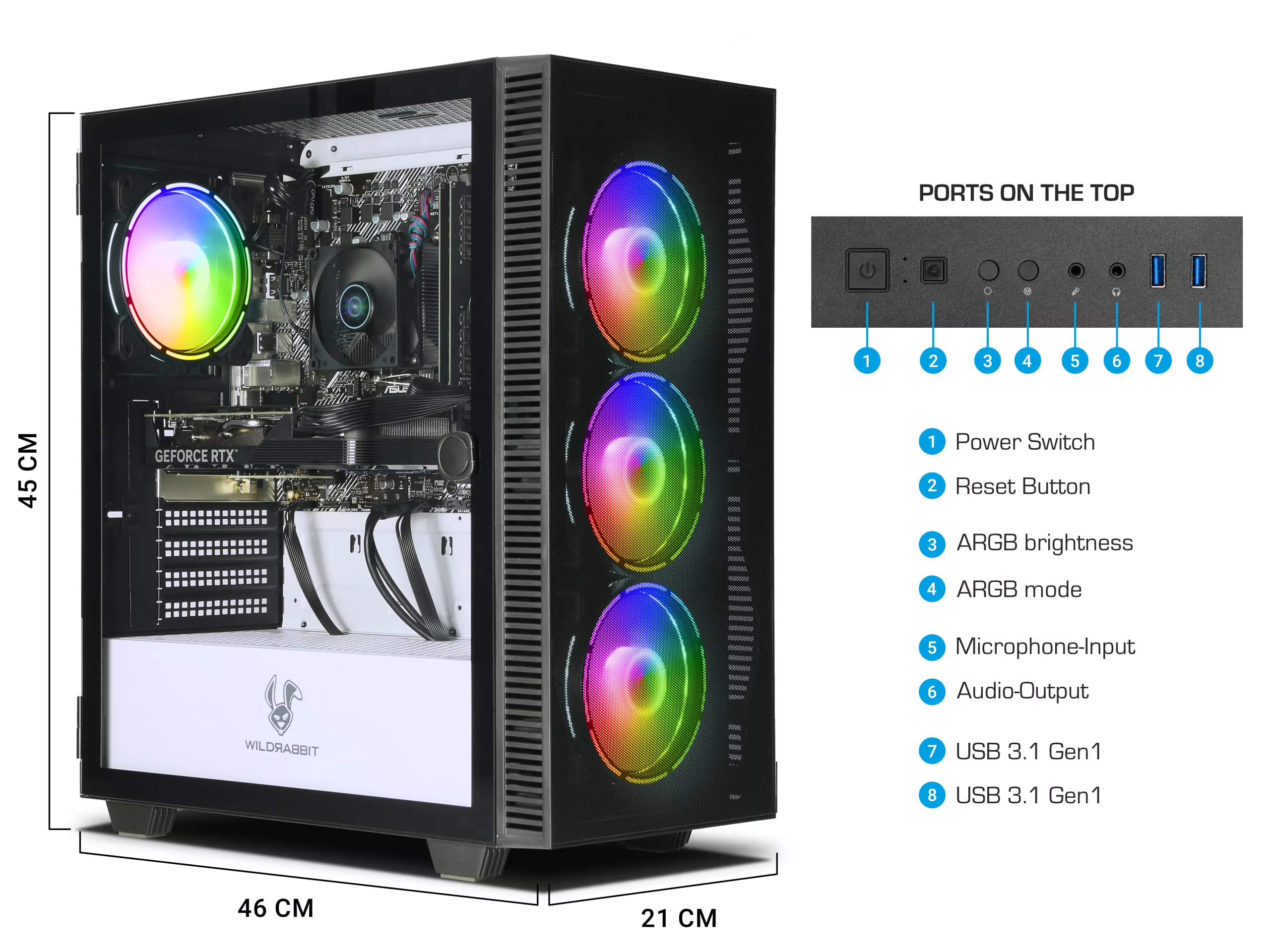Game Office Work V3 | AMD Ryzen 5 5600X | Nvidia GeForce RTX 4060 8GB | 32GB RAM | 1TB NVMe SSD | Windows 11 | WLAN | Libre Office
