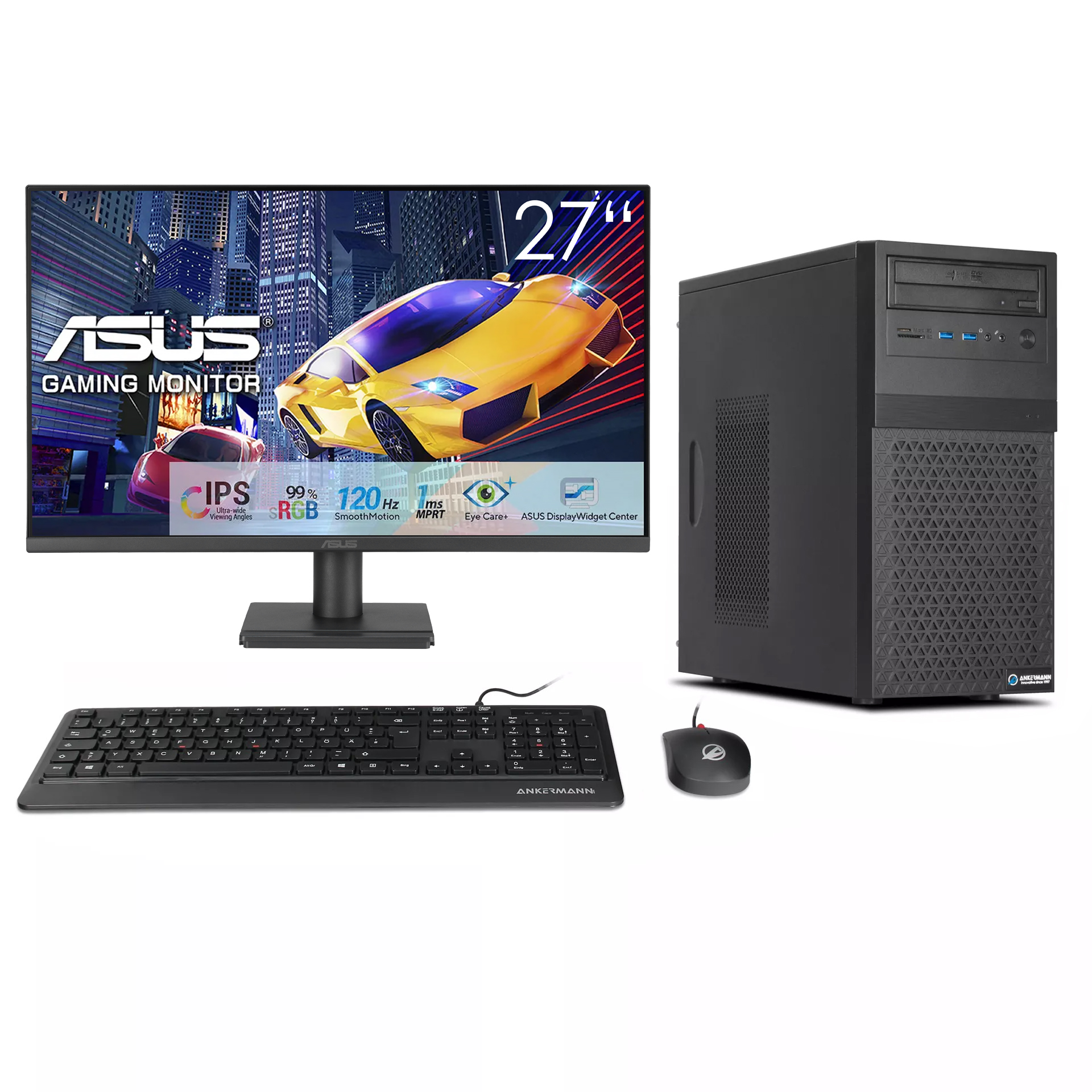 Business Office Work Conjunto Completo | Intel Core i5-14400F | Nvidia GeForce GT 710 4GB | 16GB DDR5 RAM | 1TB NVMe SSD | Windows 11 | WiFi & Bluetooth | 27" Monitor | Ratón & teclado | Libre Office