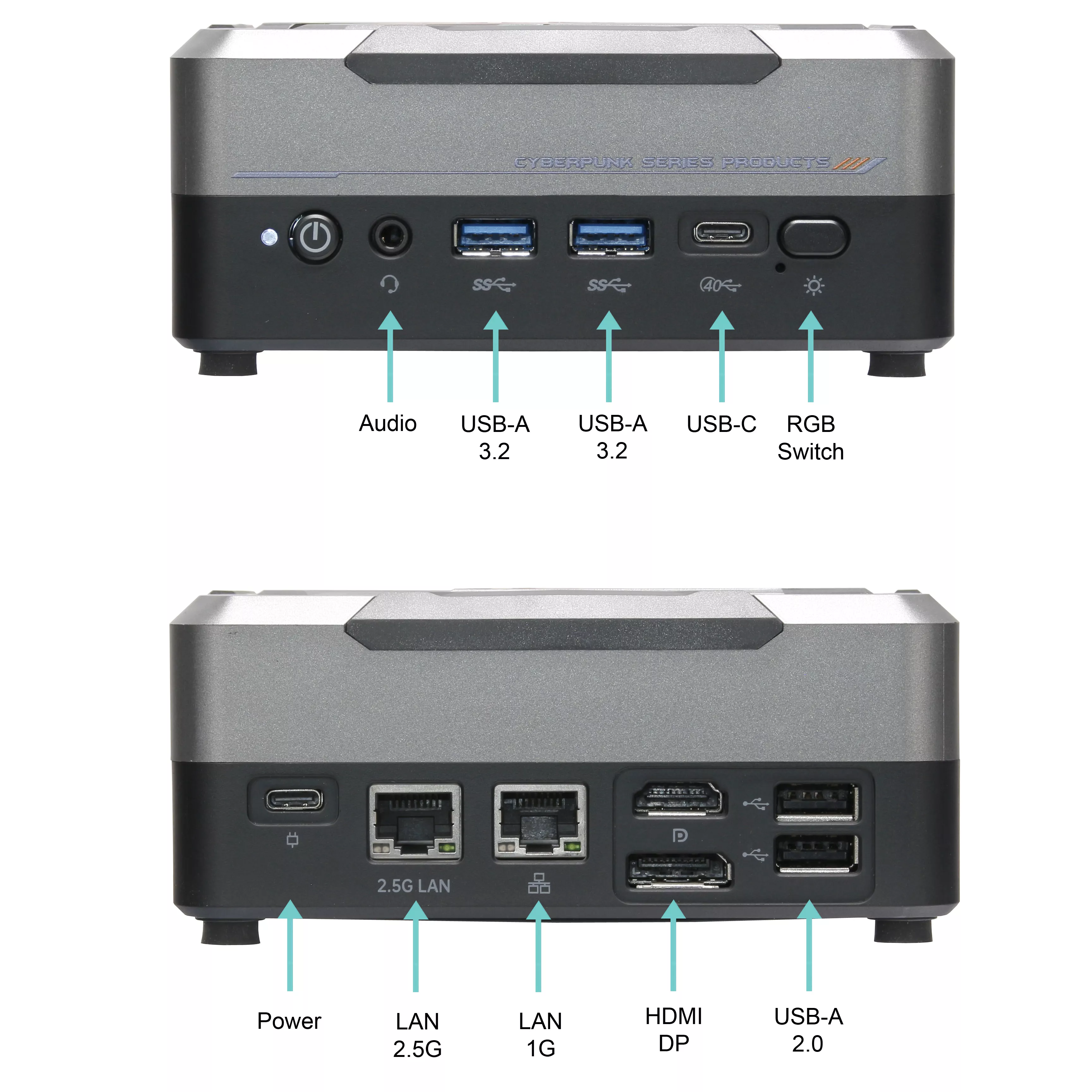 Ankermann Cyberpunk RGB Mini PC | 32Go DDR5 RAM | 1To NVMe SSD | Windows 11 | AMD Ryzen 7 - 7840HS | WiFi & Bluetooth | MS Office 2024