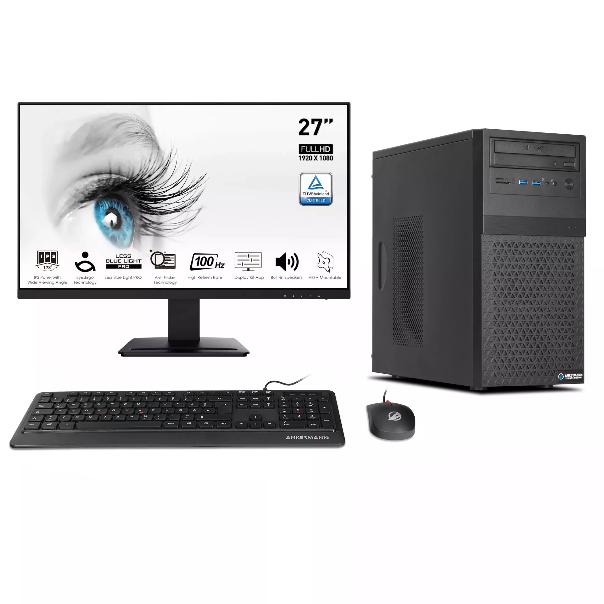 Office komplett PC Büro | Intel Core i5-10500 | 16GB RAM | 480GB NVMe SSD | Windows 11 | WLAN | 27" MSI Monitor | Maus & Tastatur | MS Office 2024 Office komplett PC Büro | Intel Core i5-10500 | 16GB RAM | 480GB NVMe SSD | Windows 11 | WLAN | 27" MSI Monitor | Maus & Tastatur | MS Office 2024