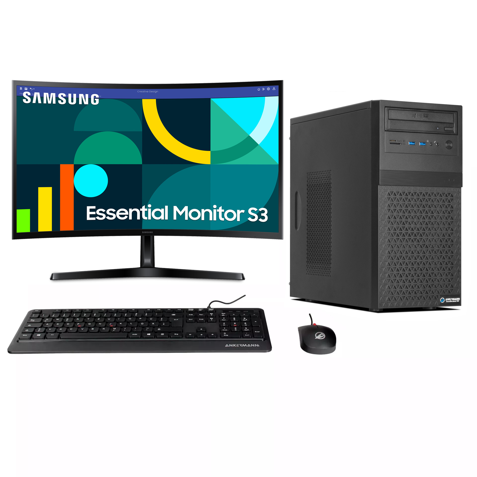 Business Office Work Komplett Set | Intel Core i5-14400F | Nvidia GeForce GT 740 4GB | 16GB DDR5 RAM | 1TB NVMe SSD | Windows 11 | WLAN & Bluetooth | Samsung 27" Full HD Monitor | Maus & Tastatur | Libre Office Business Office Work Komplett Set | Intel Core i5-14400F | Nvidia GeForce GT 740 4GB | 16GB DDR5 RAM | 1TB NVMe SSD | Windows 11 | WLAN & Bluetooth | Samsung 27" Full HD Monitor | Maus & Tastatur | Libre Office