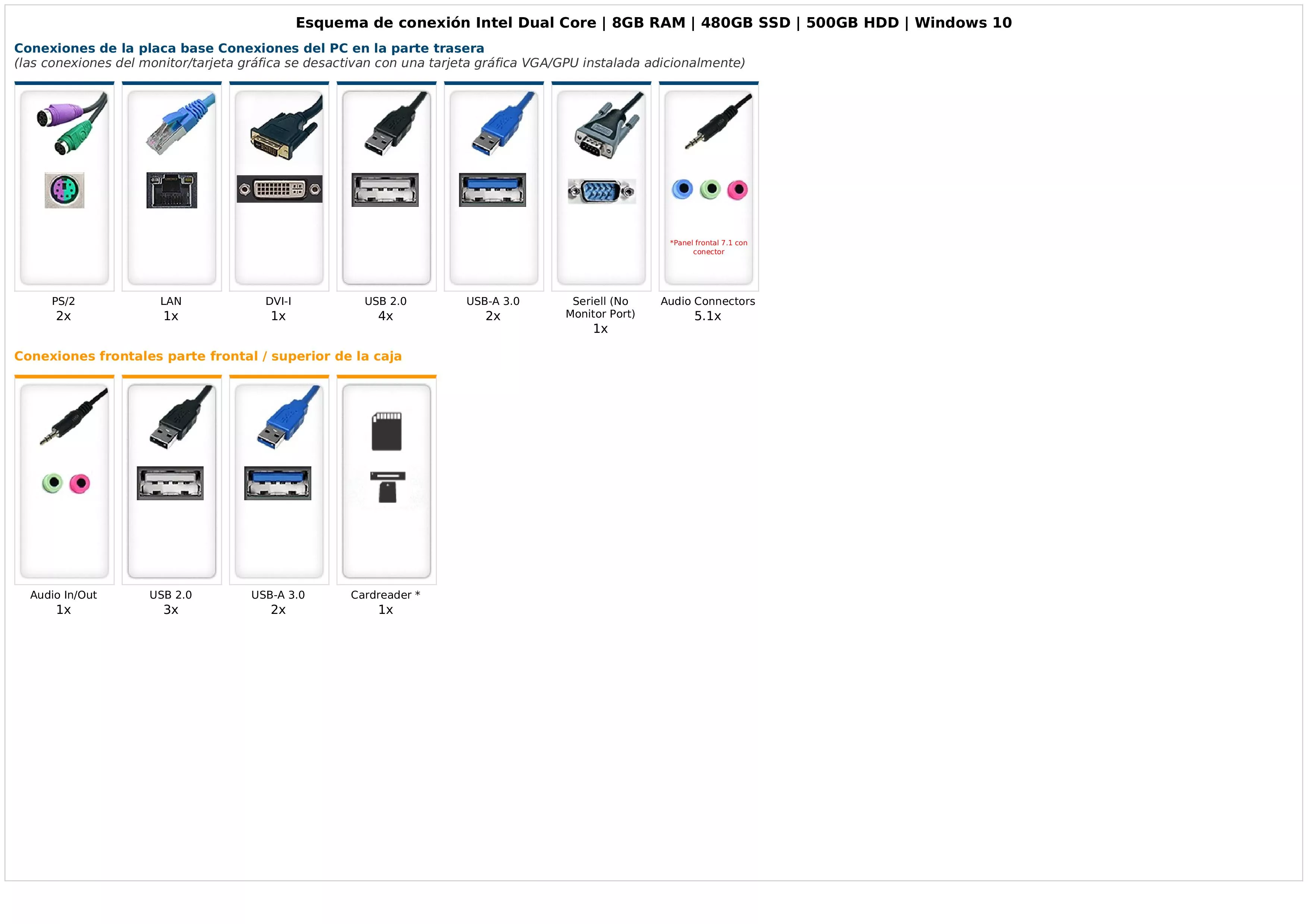 Intel Dual Core | 8GB RAM | 480GB SSD | 500GB HDD | Windows 10