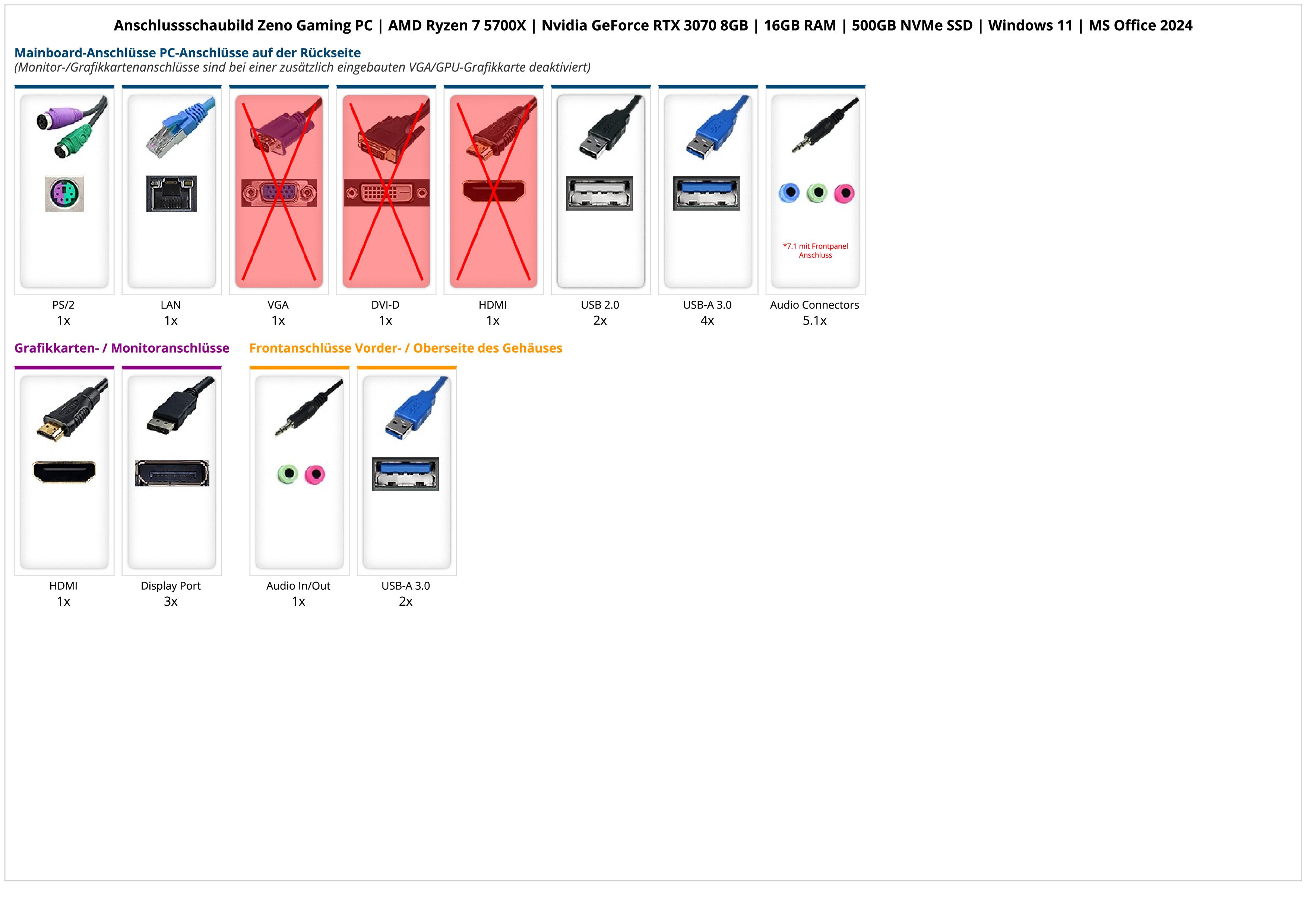 Zeno Gaming PC | AMD Ryzen 7 5700X | Nvidia GeForce RTX 3070 8GB | 16GB RAM | 500GB NVMe SSD | Windows 11 | MS Office 2024 Zeno Gaming PC | AMD Ryzen 7 5700X | Nvidia GeForce RTX 3070 8GB | 16GB RAM | 500GB NVMe SSD | Windows 11 | MS Office 2024