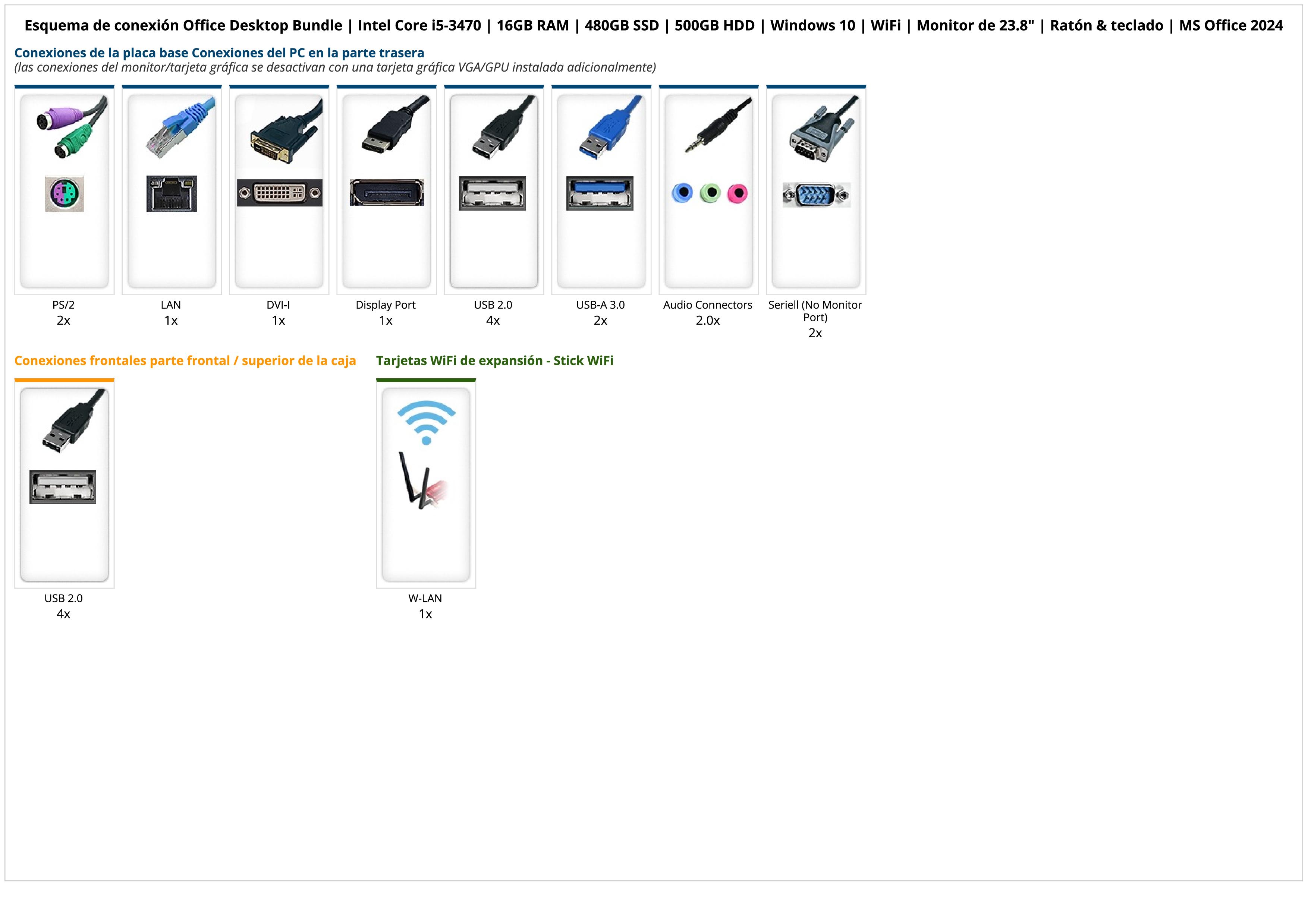 Office Desktop Bundle | Intel Core i5-3470 | 16GB RAM | 480GB SSD | 500GB HDD | Windows 10 | WiFi | Monitor de 23.8" | Ratón & teclado | MS Office 2024 Office Desktop Bundle | Intel Core i5-3470 | 16GB RAM | 480GB SSD | 500GB HDD | Windows 10 | WiFi | Monitor de 23.8" | Ratón & teclado | MS Office 2024
