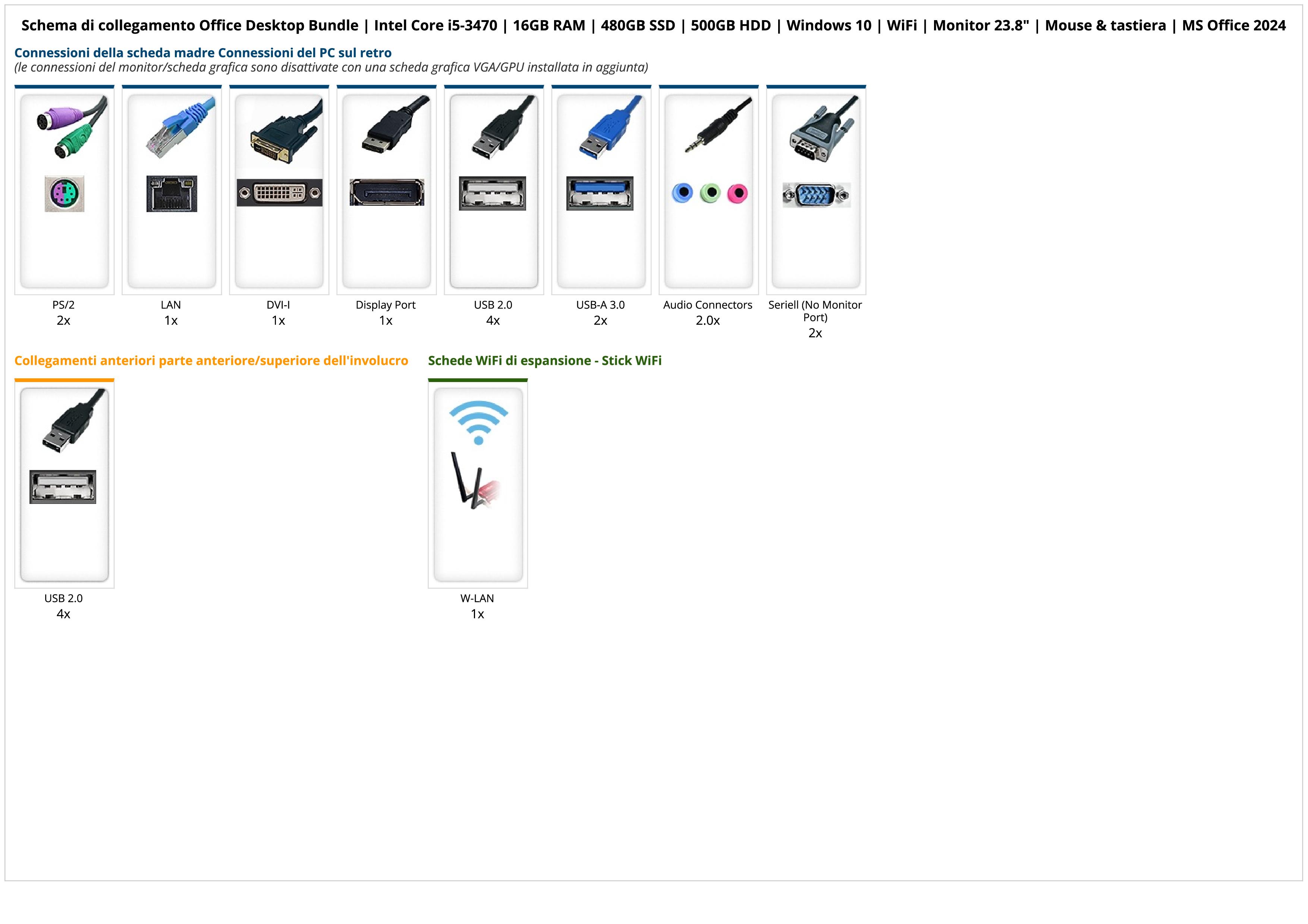 Office Desktop Bundle | Intel Core i5-3470 | 16GB RAM | 480GB SSD | 500GB HDD | Windows 10 | WiFi | Monitor 23.8" | Mouse & tastiera | MS Office 2024 Office Desktop Bundle | Intel Core i5-3470 | 16GB RAM | 480GB SSD | 500GB HDD | Windows 10 | WiFi | Monitor 23.8" | Mouse & tastiera | MS Office 2024