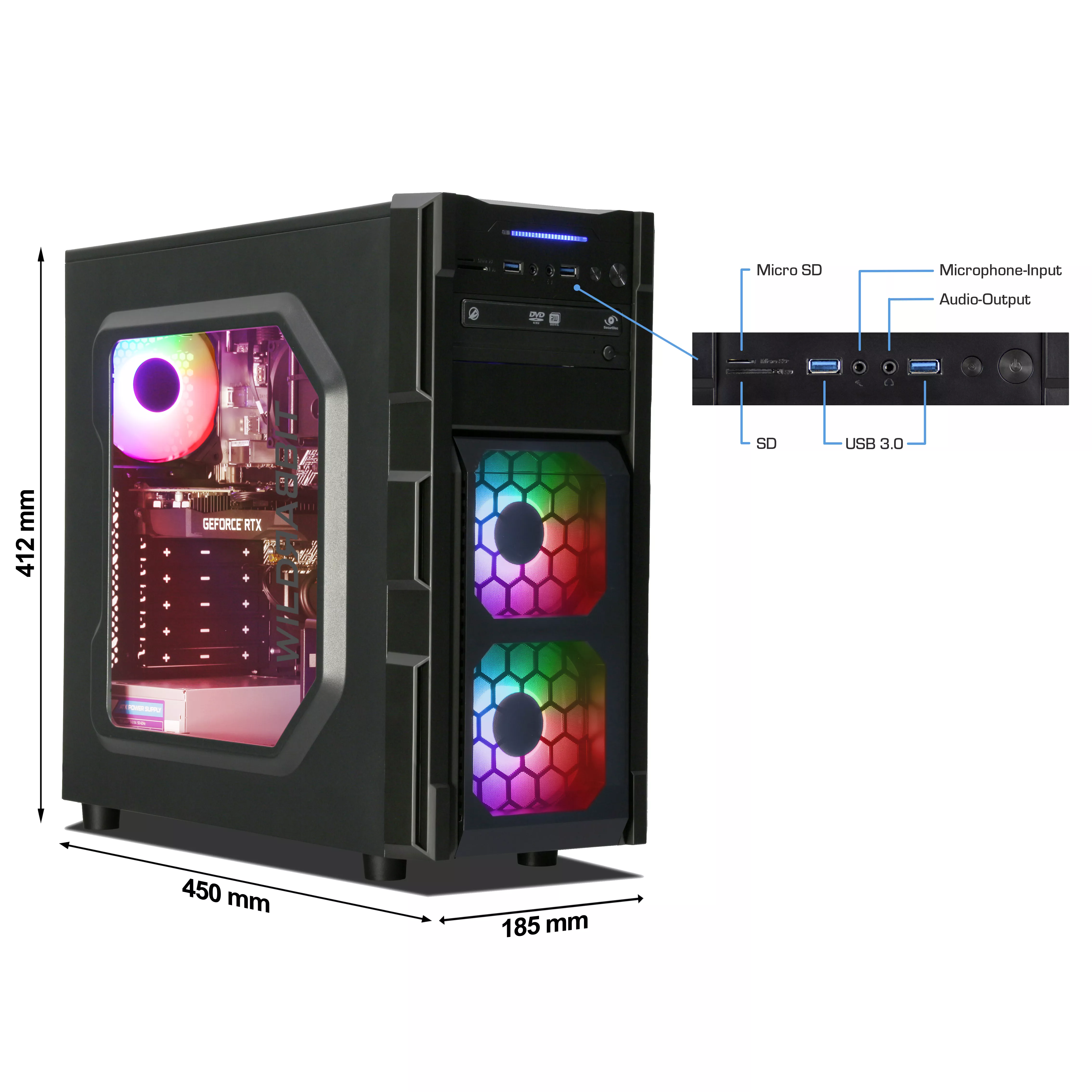 Business Office Game | Intel Core i7-8700 | Nvidia GeForce RTX 2060 6Go | 16Go RAM | 1To SSD | Windows 11 | WiFi | Libre Office