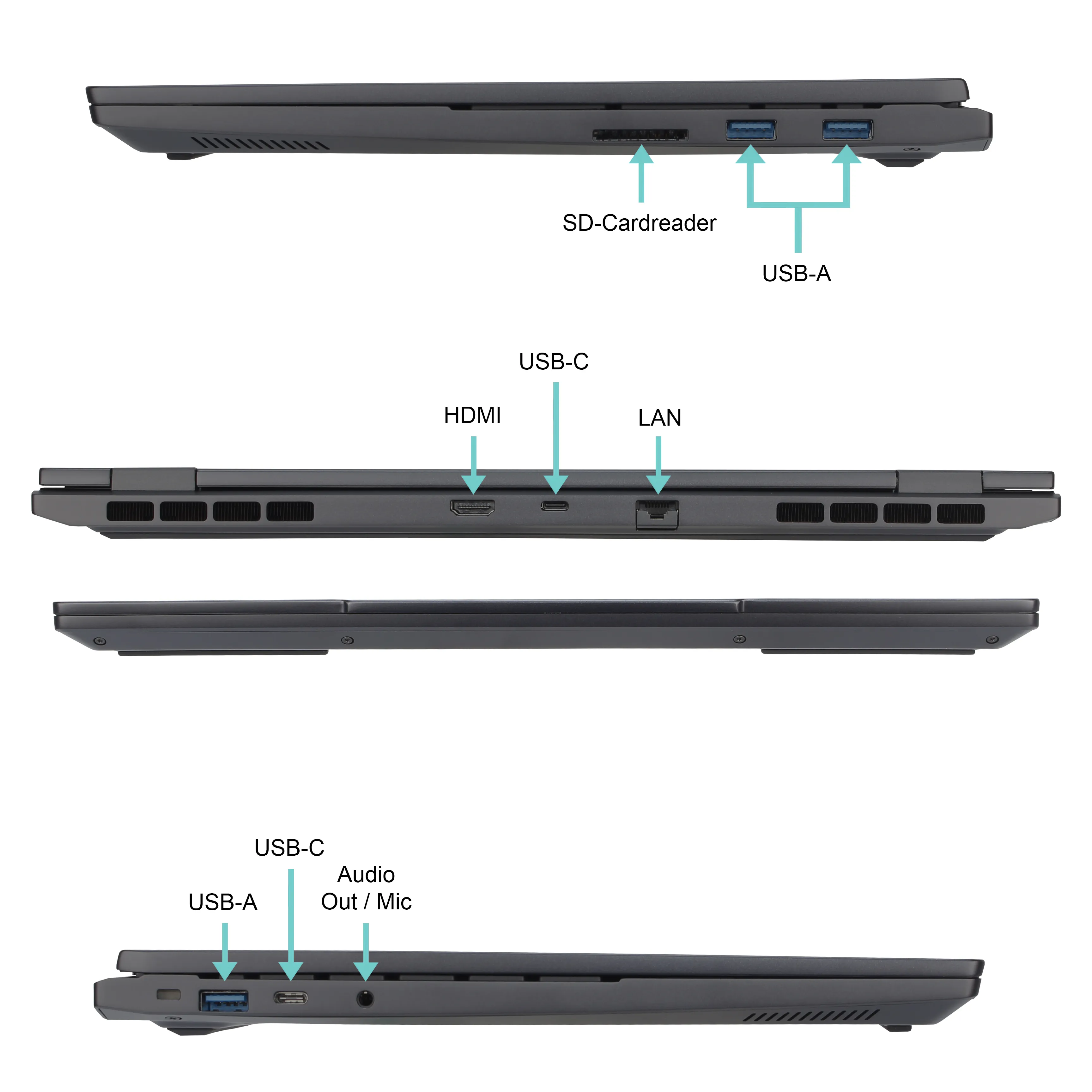 Ankermann R7 Laptop | 16GB DDR5 RAM | 1TB NVMe SSD | AMD Ryzen 7 255 | 15,3" WQXGA Display | Windows 11 Pro | WLAN & Bluetooth | MS Office 2024