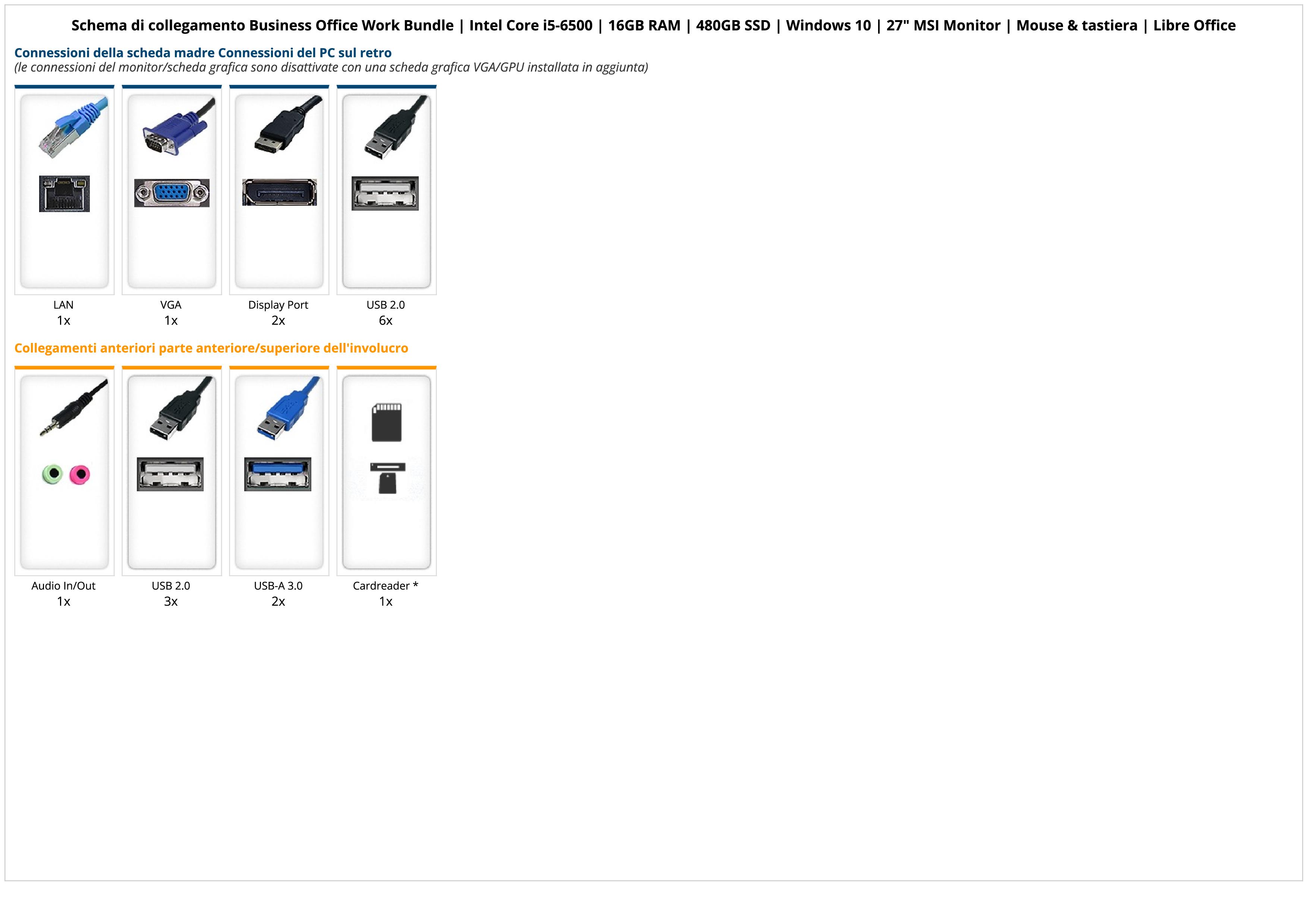 Business Office Work Bundle | Intel Core i5-6500 | 16GB RAM | 480GB SSD | Windows 10 | 27" MSI Monitor | Mouse & tastiera | Libre Office Business Office Work Bundle | Intel Core i5-6500 | 16GB RAM | 480GB SSD | Windows 10 | 27" MSI Monitor | Mouse & tastiera | Libre Office