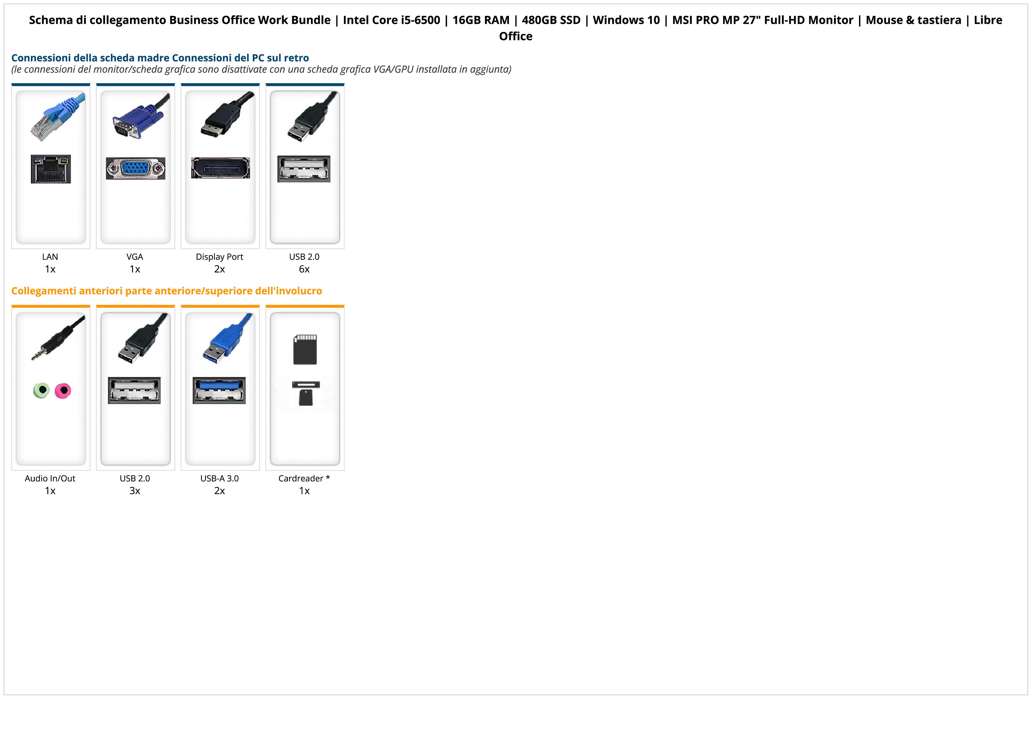 Business Office Work Bundle | Intel Core i5-6500 | 16GB RAM | 480GB SSD | Windows 10 | MSI PRO MP 27" Full-HD Monitor | Mouse & tastiera | Libre Office Business Office Work Bundle | Intel Core i5-6500 | 16GB RAM | 480GB SSD | Windows 10 | MSI PRO MP 27" Full-HD Monitor | Mouse & tastiera | Libre Office