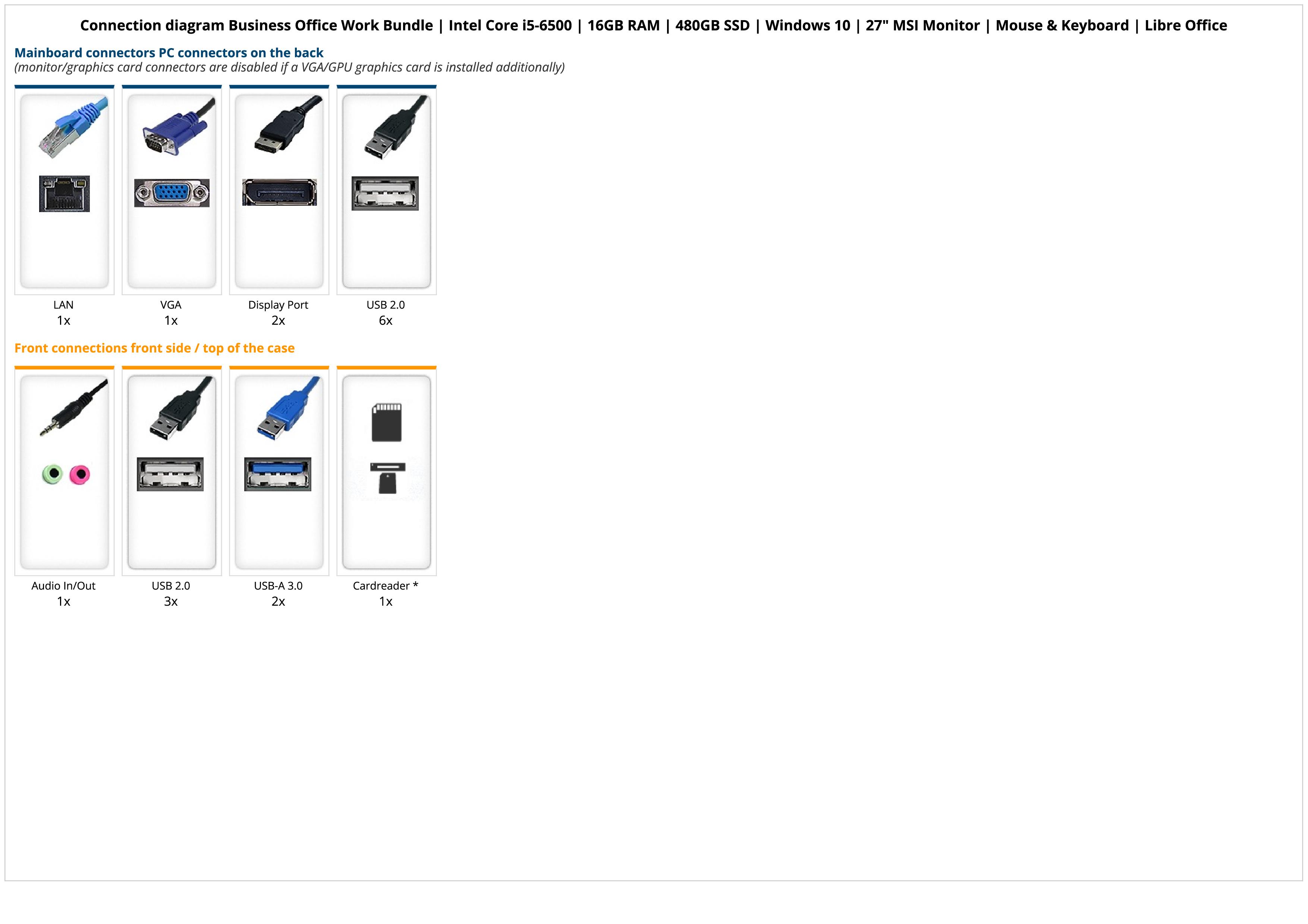 Business Office Work Bundle | Intel Core i5-6500 | 16GB RAM | 480GB SSD | Windows 10 | 27" MSI Monitor | Mouse & Keyboard | Libre Office Business Office Work Bundle | Intel Core i5-6500 | 16GB RAM | 480GB SSD | Windows 10 | 27" MSI Monitor | Mouse & Keyboard | Libre Office