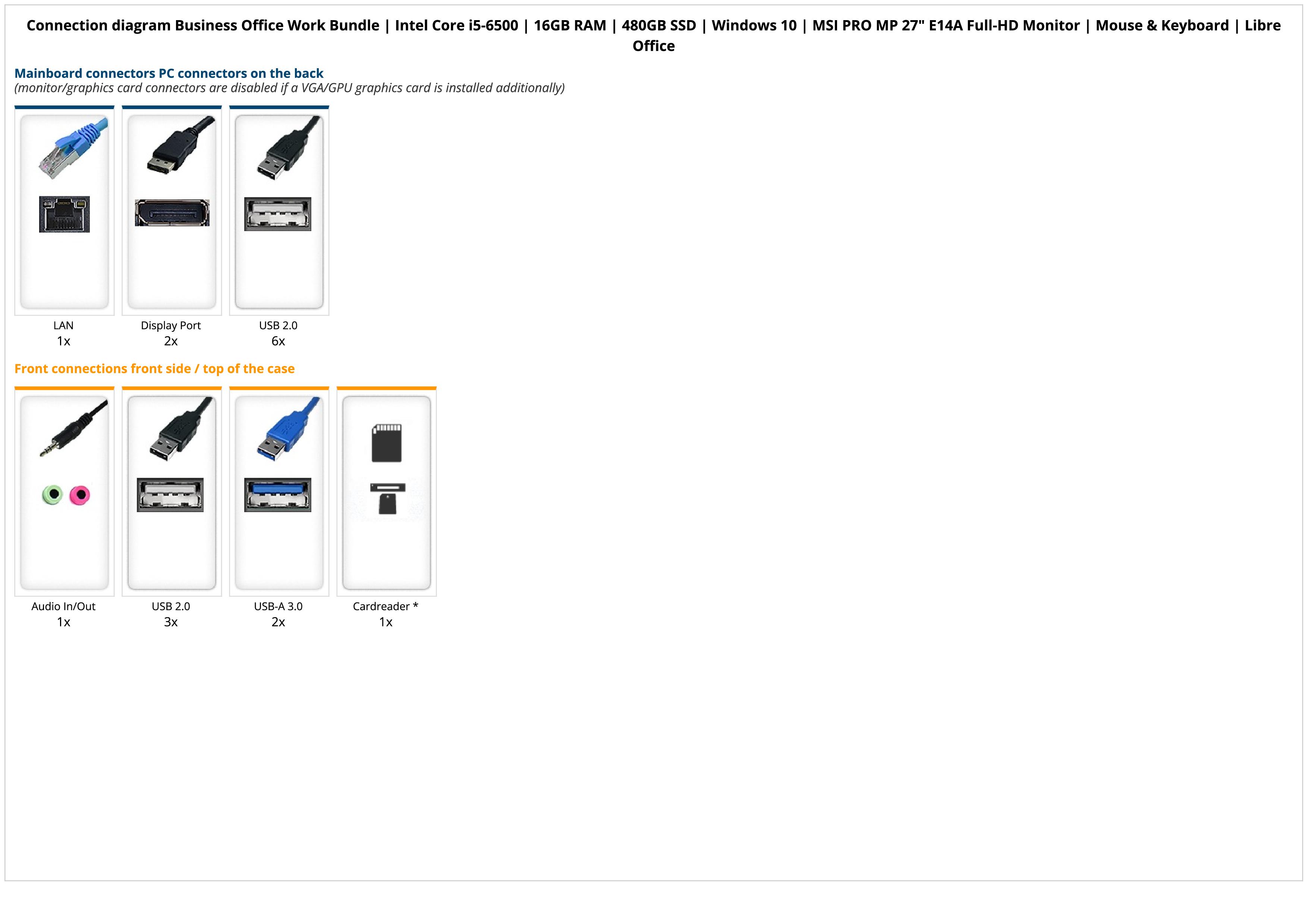 Business Office Work Bundle | Intel Core i5-6500 | 16GB RAM | 480GB SSD | Windows 10 | MSI PRO MP 27" E14A Full-HD Monitor | Mouse & Keyboard | Libre Office Business Office Work Bundle | Intel Core i5-6500 | 16GB RAM | 480GB SSD | Windows 10 | MSI PRO MP 27" E14A Full-HD Monitor | Mouse & Keyboard | Libre Office