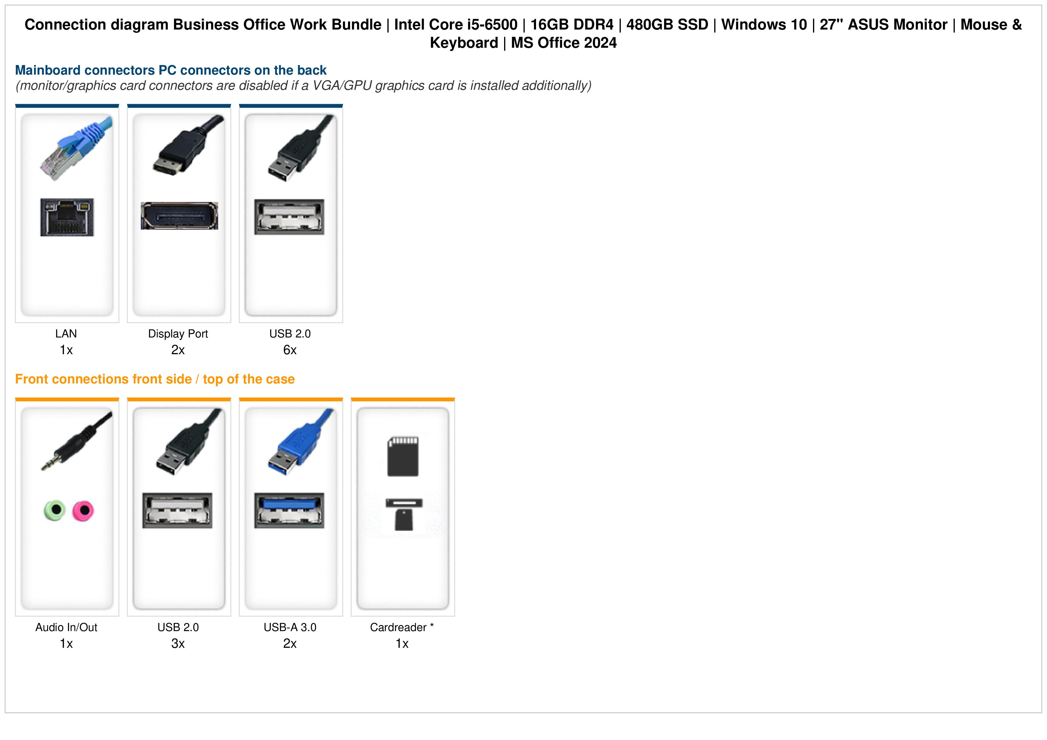 Business Office Work Bundle | Intel Core i5-6500 | 16GB DDR4 | 480GB SSD | Windows 10 | 27" ASUS Monitor | Mouse & Keyboard | MS Office 2024 Business Office Work Bundle | Intel Core i5-6500 | 16GB DDR4 | 480GB SSD | Windows 10 | 27" ASUS Monitor | Mouse & Keyboard | MS Office 2024