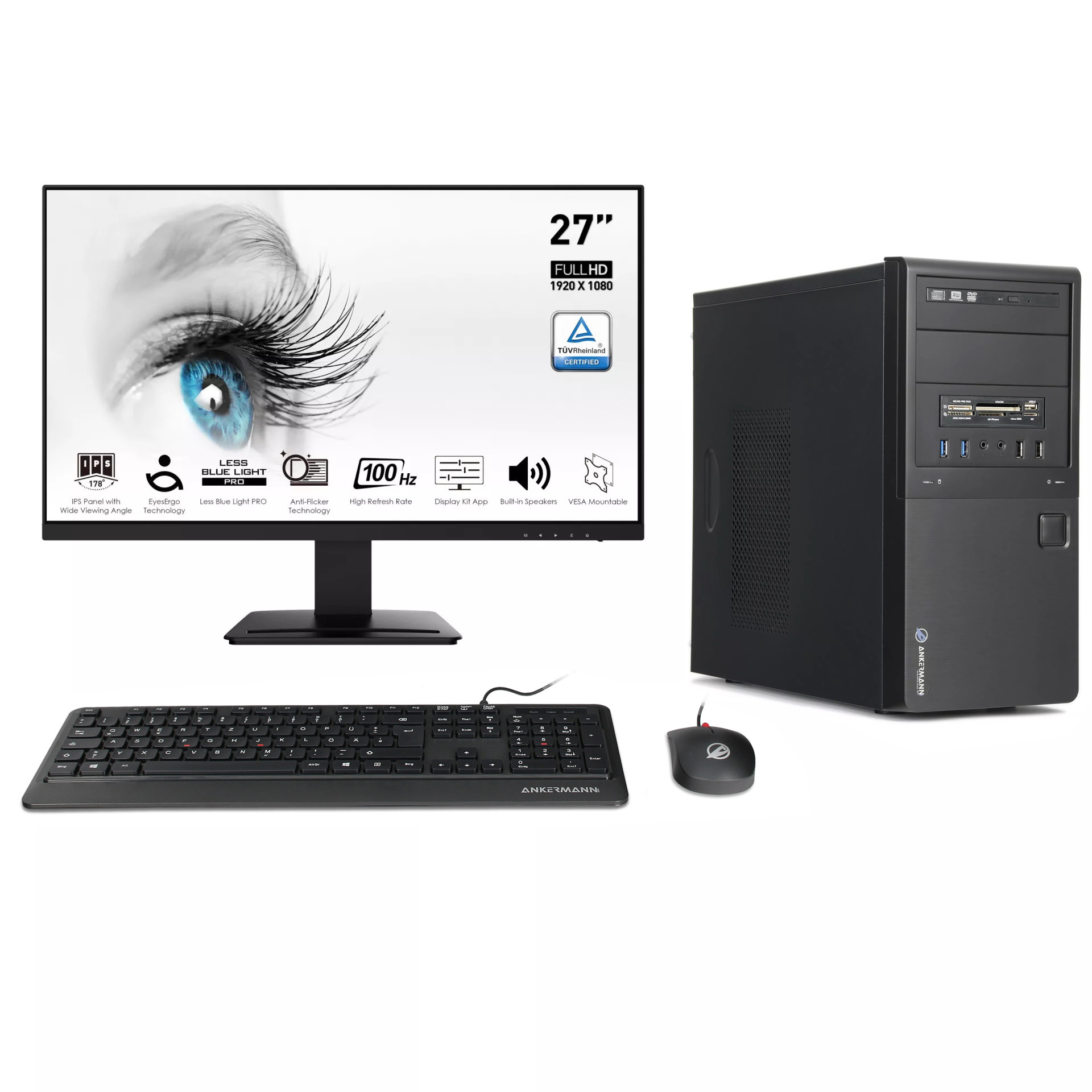 Business Office Work Bundle | Intel Core i5-6500 | 16GB RAM | 480GB SSD | Windows 10 | 27" Monitor | Maus & Tastatur | Libre Office
