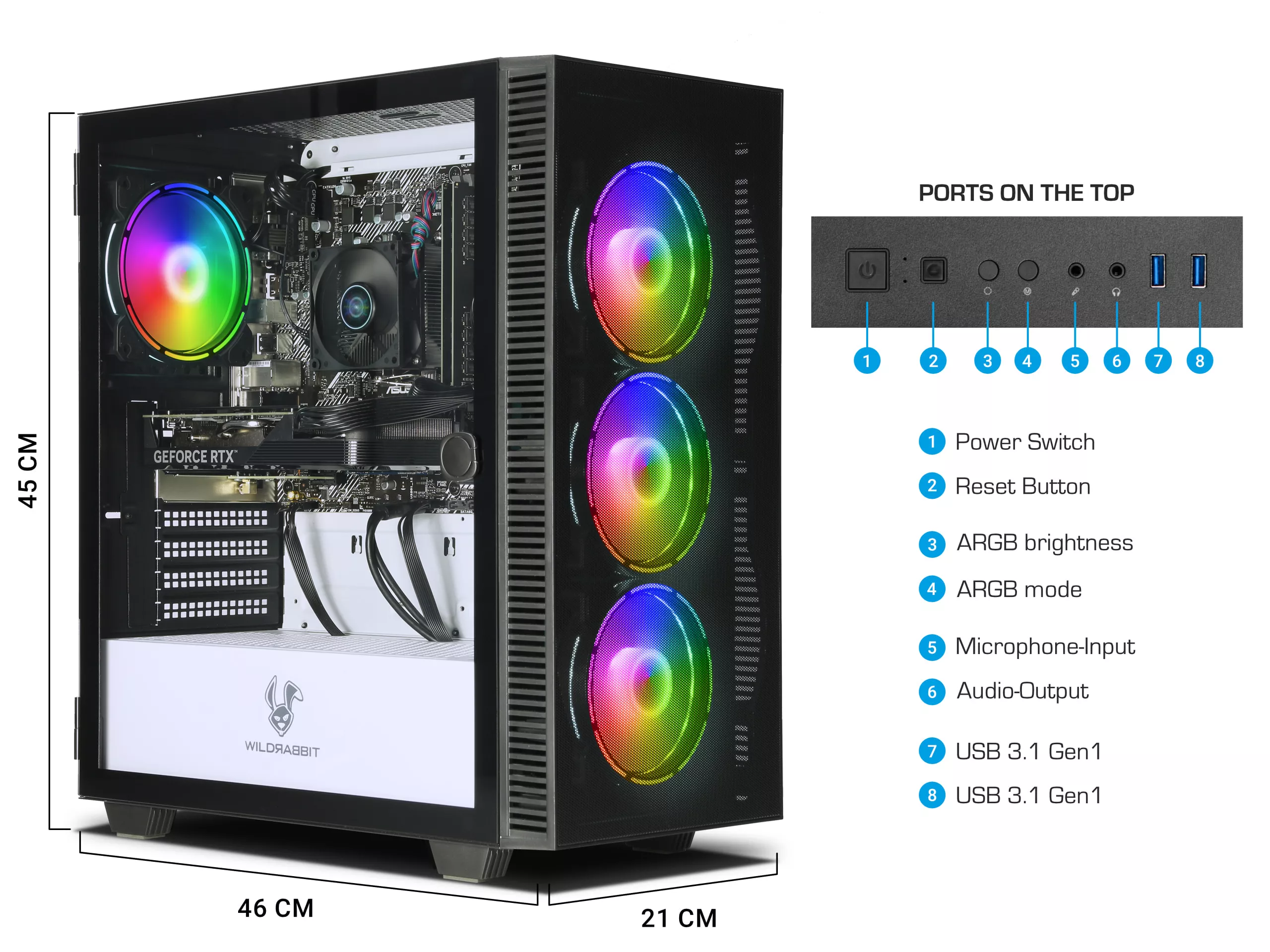 Game Office Work V3 | AMD Ryzen 7 5700X | Nvidia GeForce RTX 4060 8GB | 32GB RAM | 1TB NVMe SSD | Windows 11 | WLAN | Libre Office