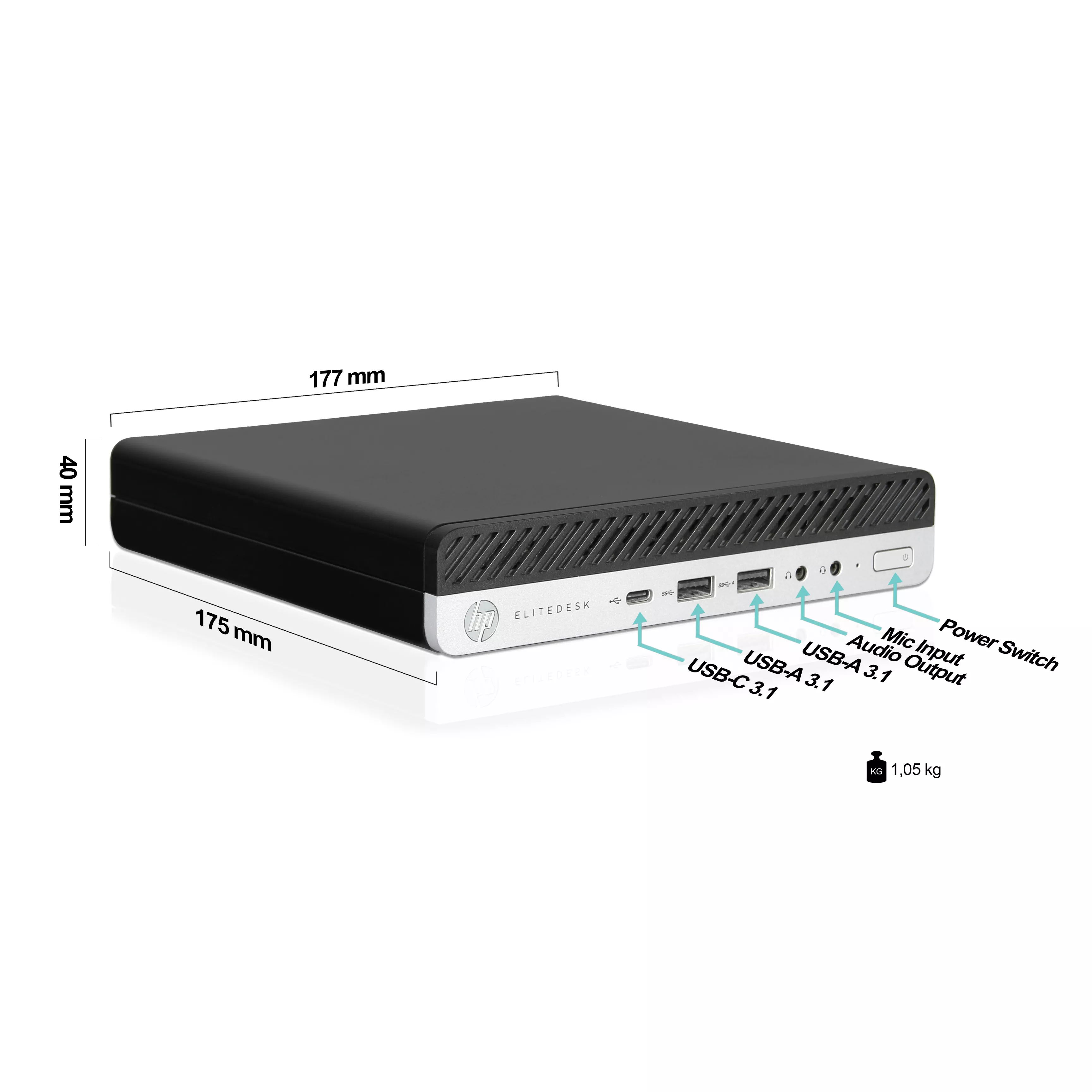 HP EliteDesk 800 G5 Mini PC Lia i7 | Intel Core i7 8700T | 32GB RAM | 1TB NVMe SSD | Windows 11 | MS Office 2024
