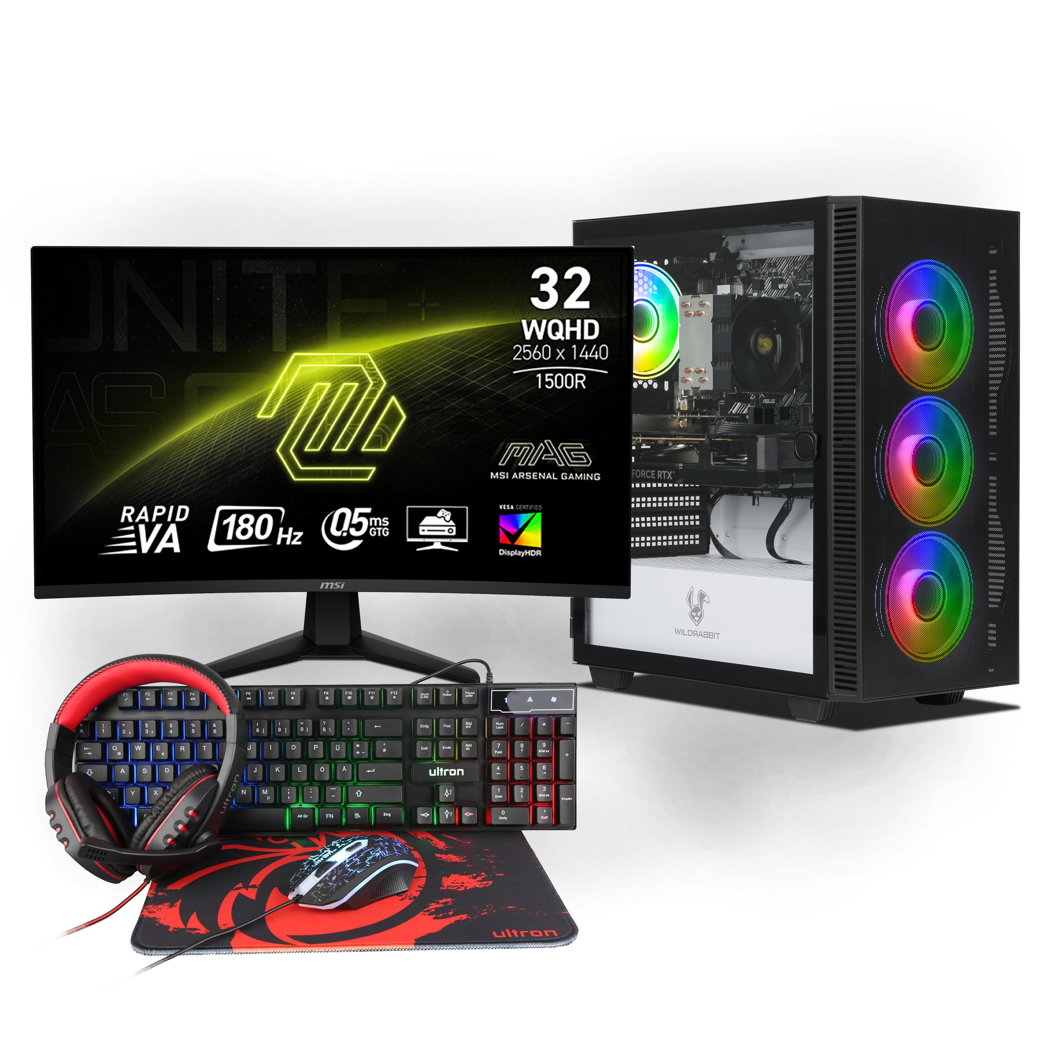Starter Gaming Bundle | AMD Ryzen 7 5700X | Nvidia GeForce RTX 5060 8GB | 16GB RAM | 1TB NVMe SSD | Windows 11 | WiFi | MSI MAG 32" Curved WQHD Gaming Monitor | Ultron HAWK RGB 4 in 1 Gaming Set | Libre Office Starter Gaming Bundle | AMD Ryzen 7 5700X | Nvidia GeForce RTX 5060 8GB | 16GB RAM | 1TB NVMe SSD | Windows 11 | WiFi | MSI MAG 32" Curved WQHD Gaming Monitor | Ultron HAWK RGB 4 in 1 Gaming Set | Libre Office