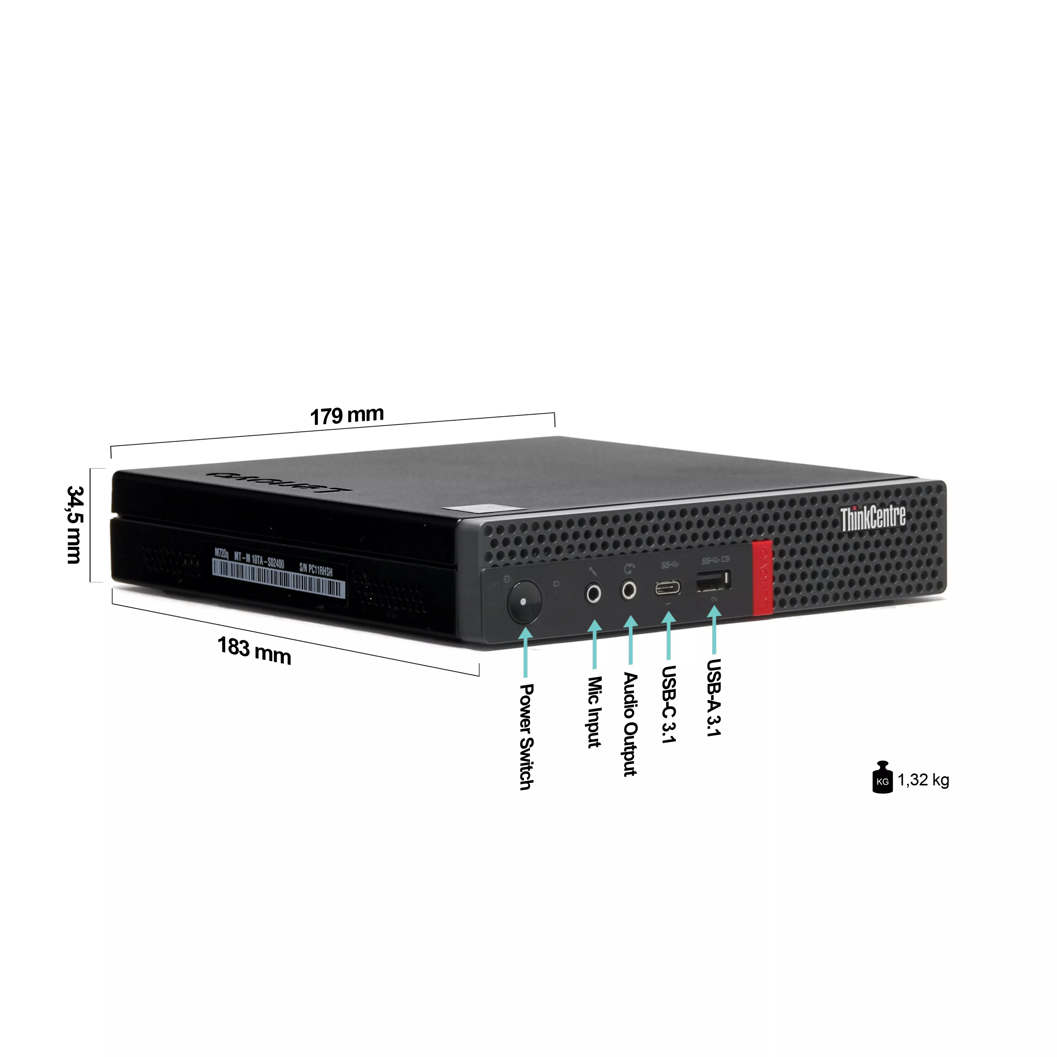 ThinkCentre M720q Mini PC Dapeng i5 | Intel Core i5-8400T | 8GB RAM | 1TB NVMe SSD | 256GB SSD | Windows 11 | MS Office 2024